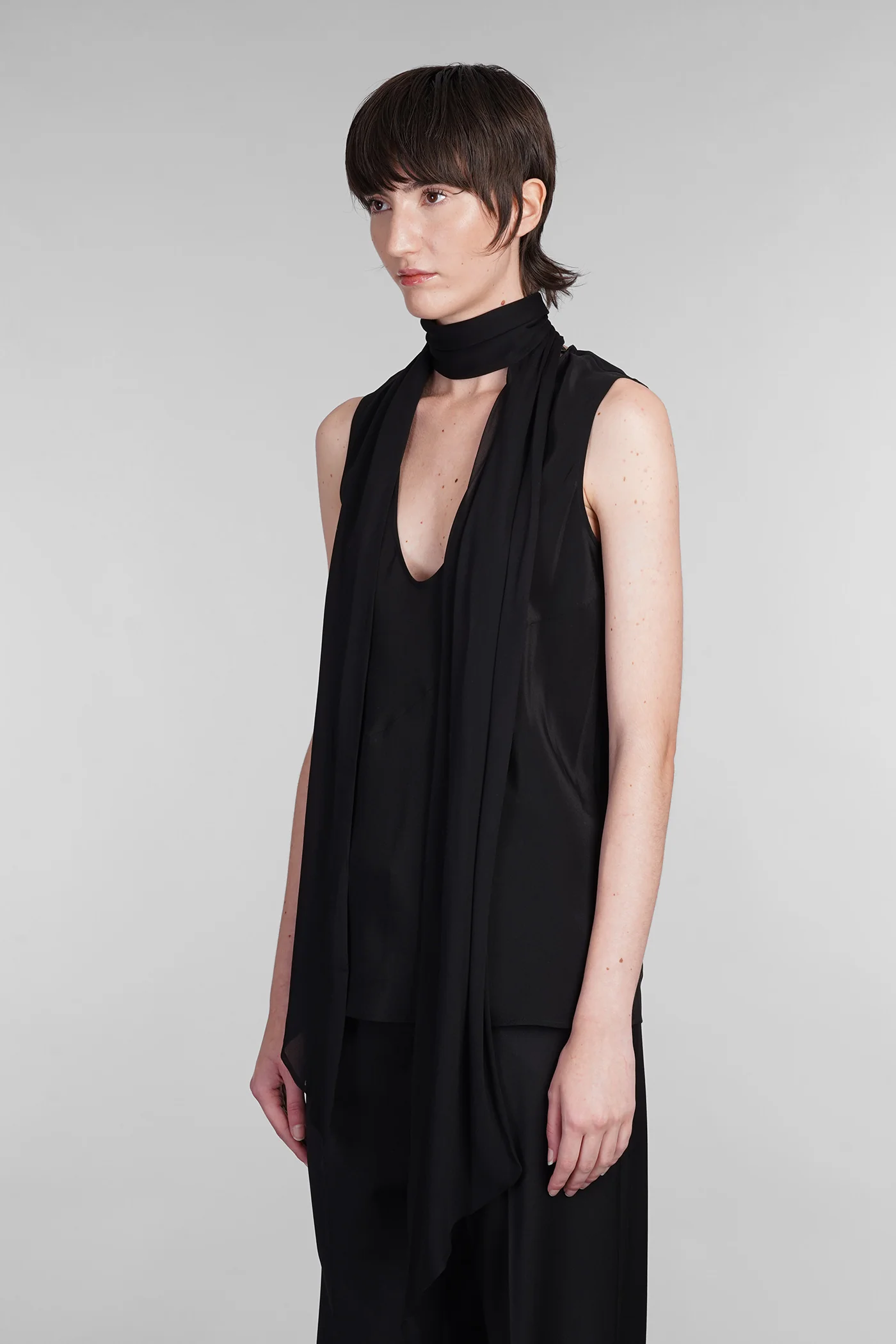 Topwear in black silk - Image 4