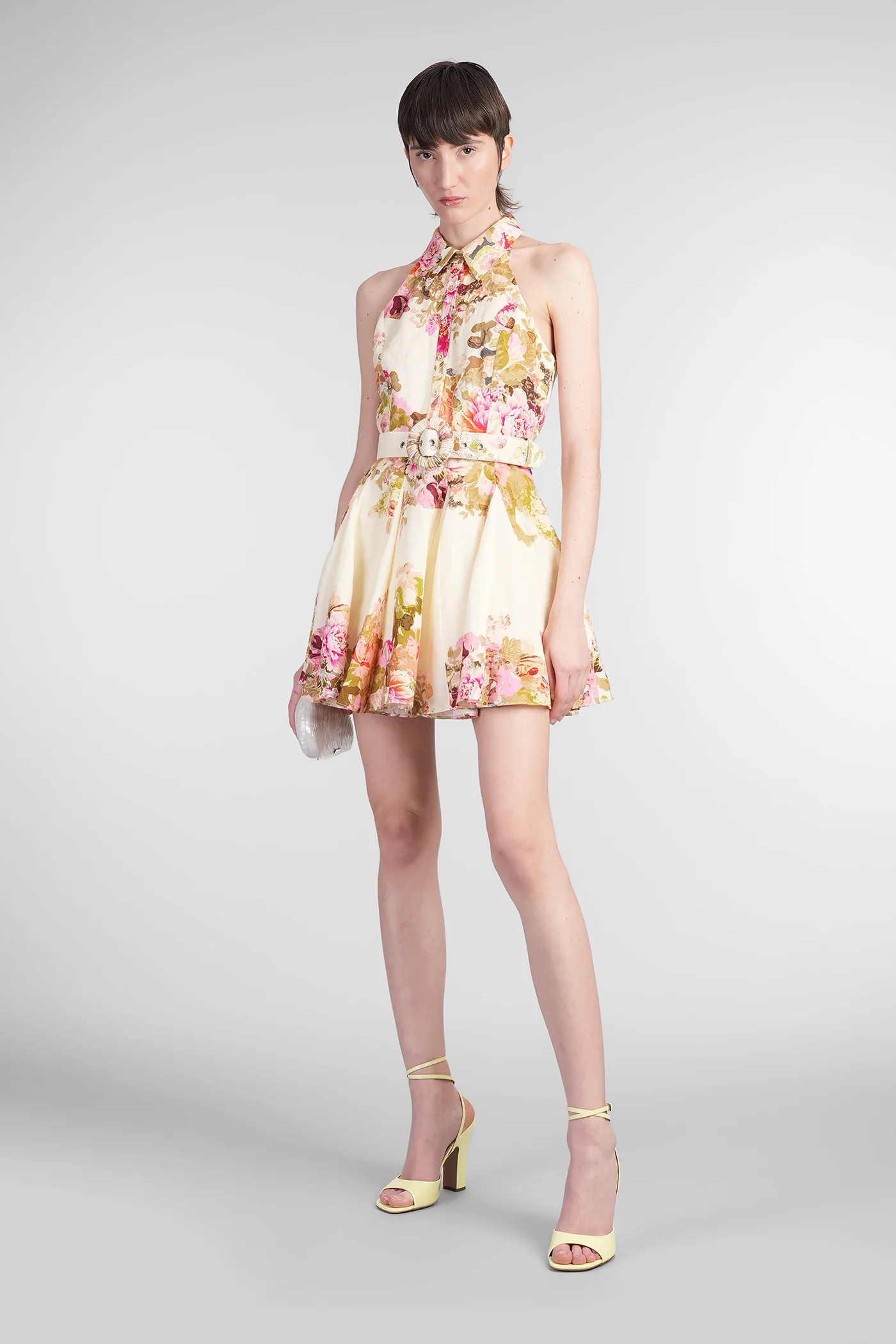 Mini dress in beige linen - Image 2