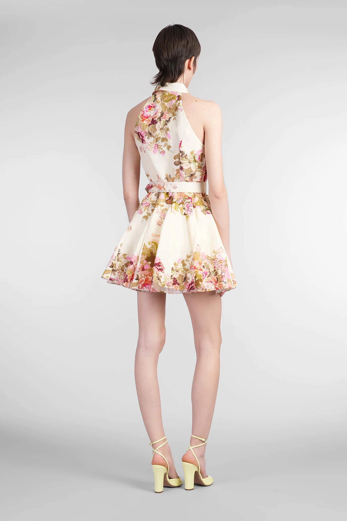 Mini dress in beige linen - Image 3