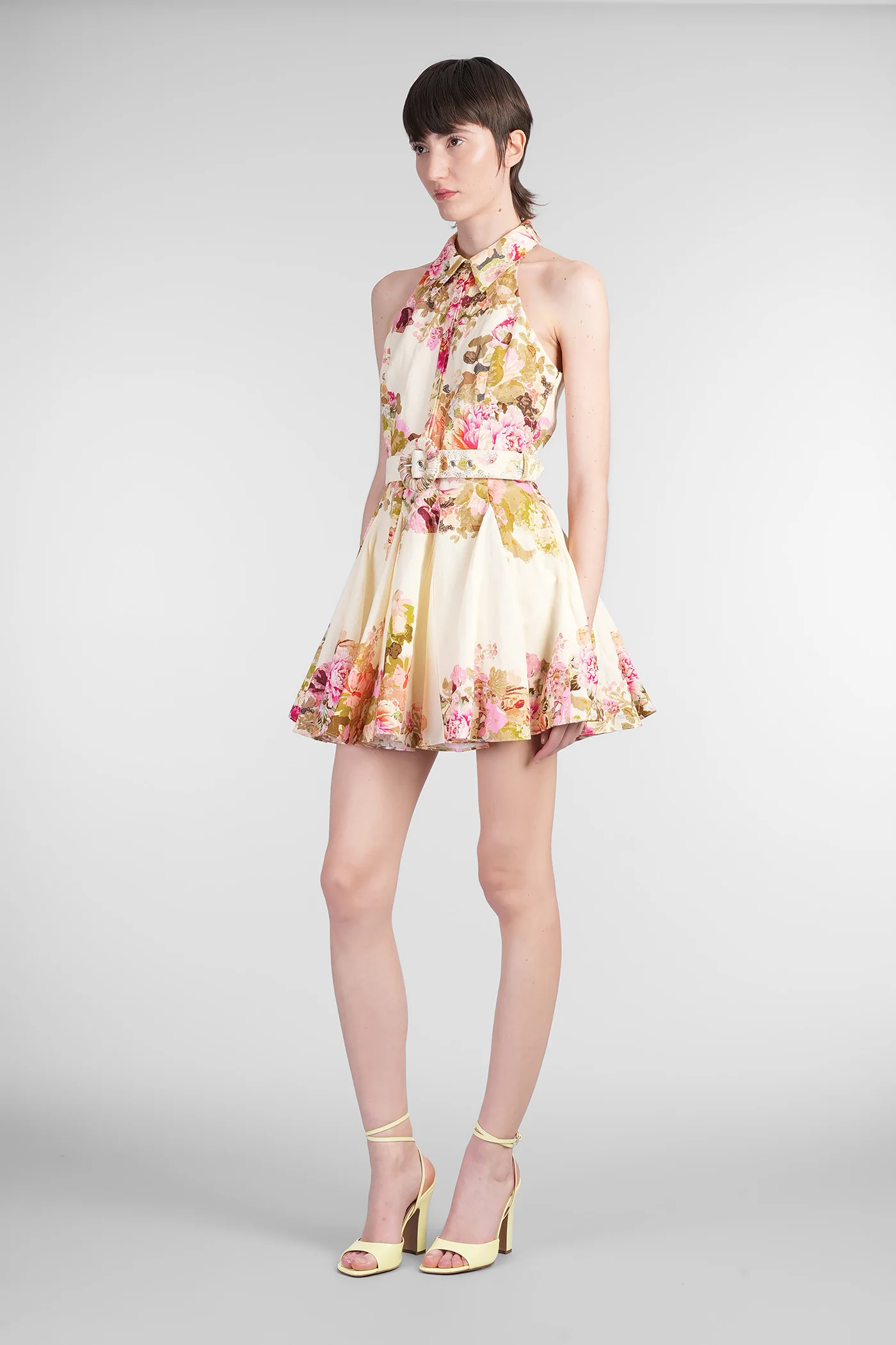 Mini dress in beige linen - Image 4