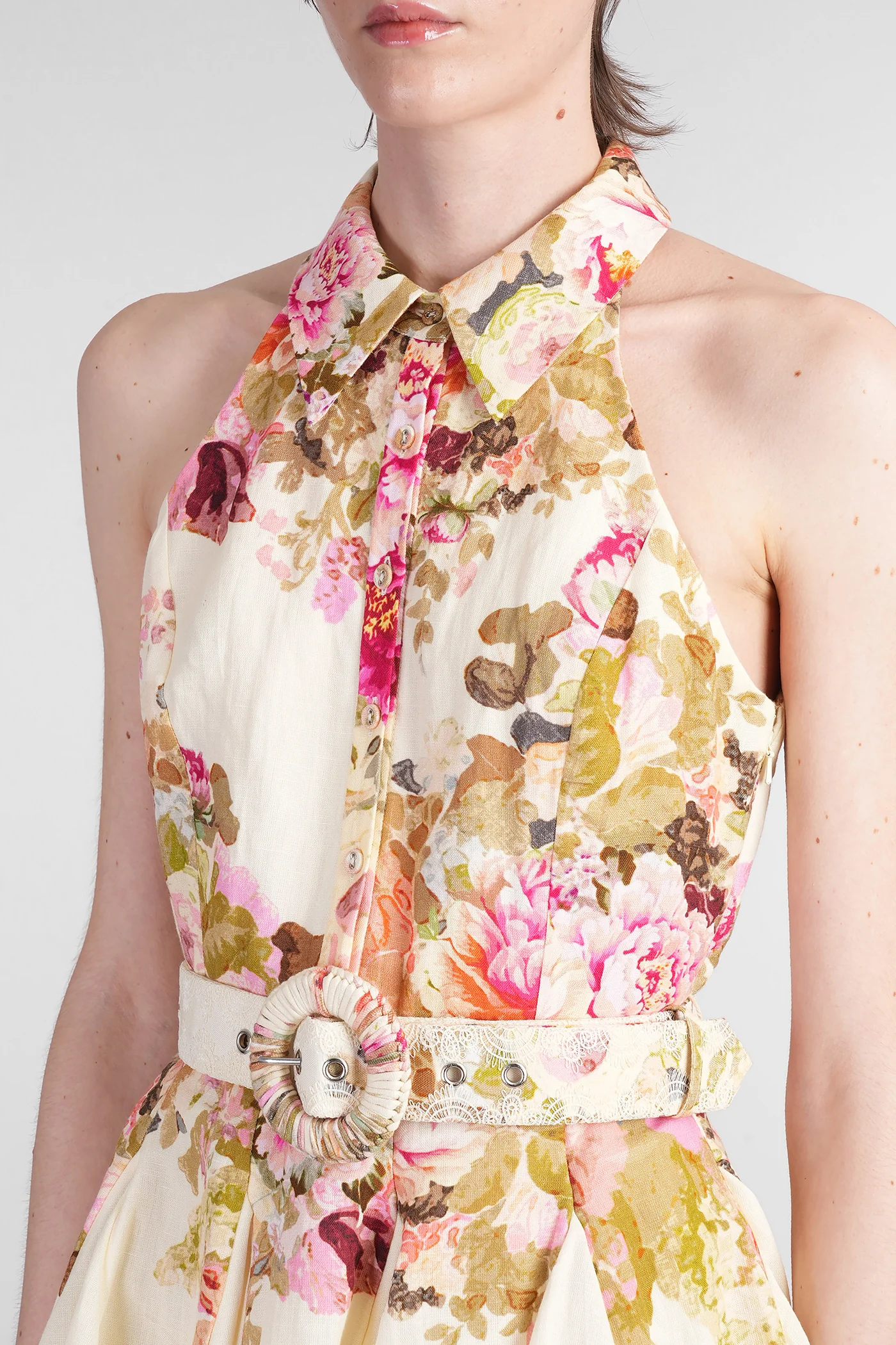 Mini dress in beige linen - Image 5