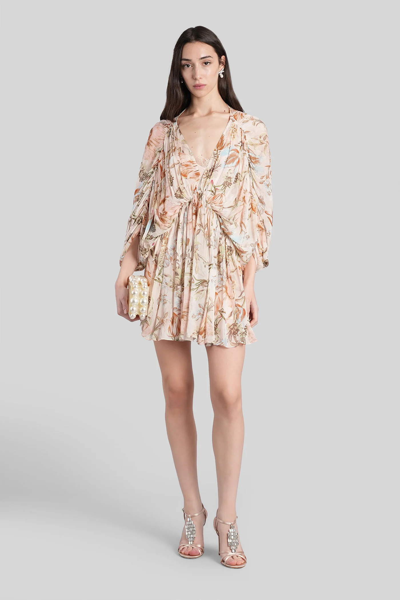 Mini dress in beige viscose - Image 2