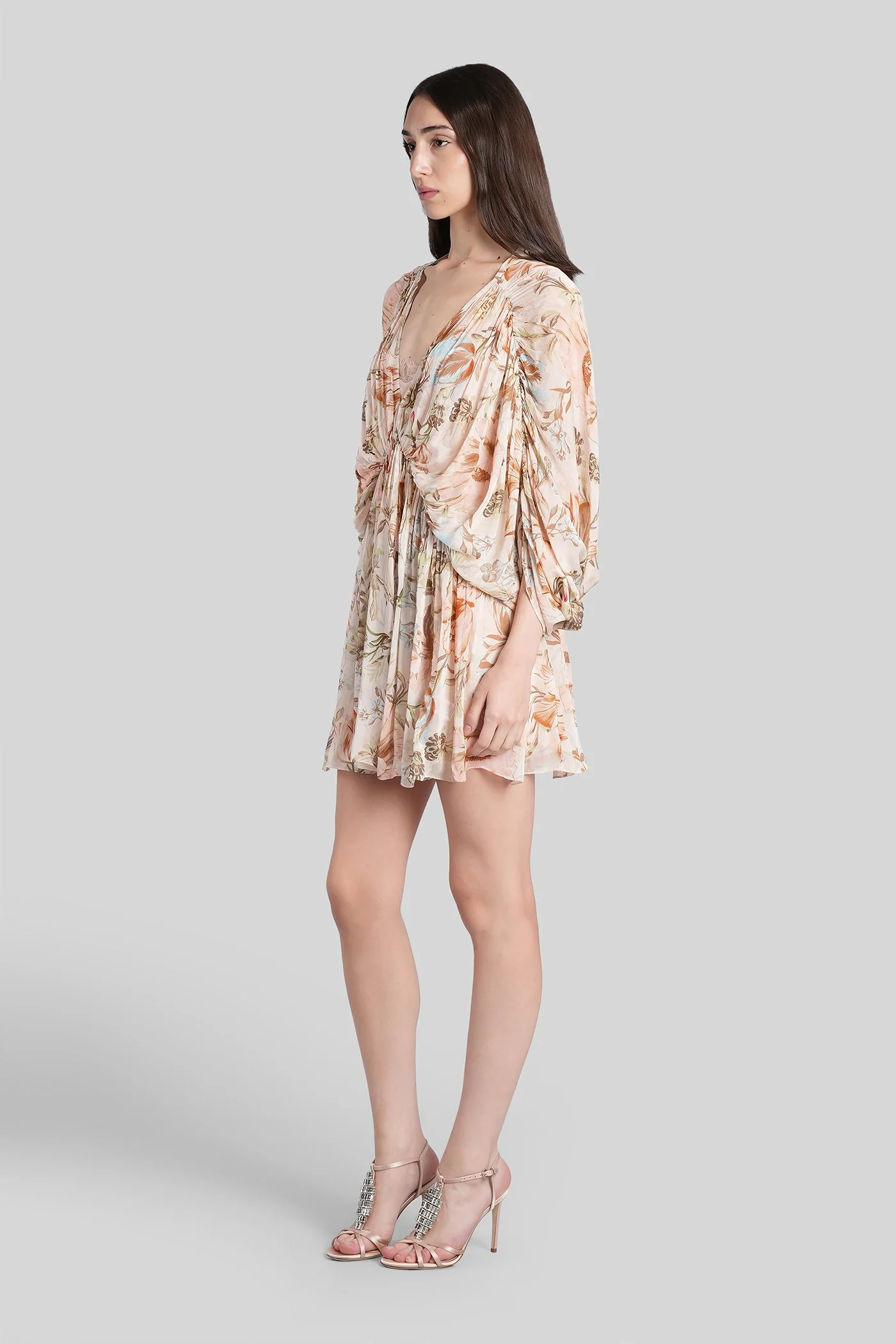 Mini dress in beige viscose - Image 4