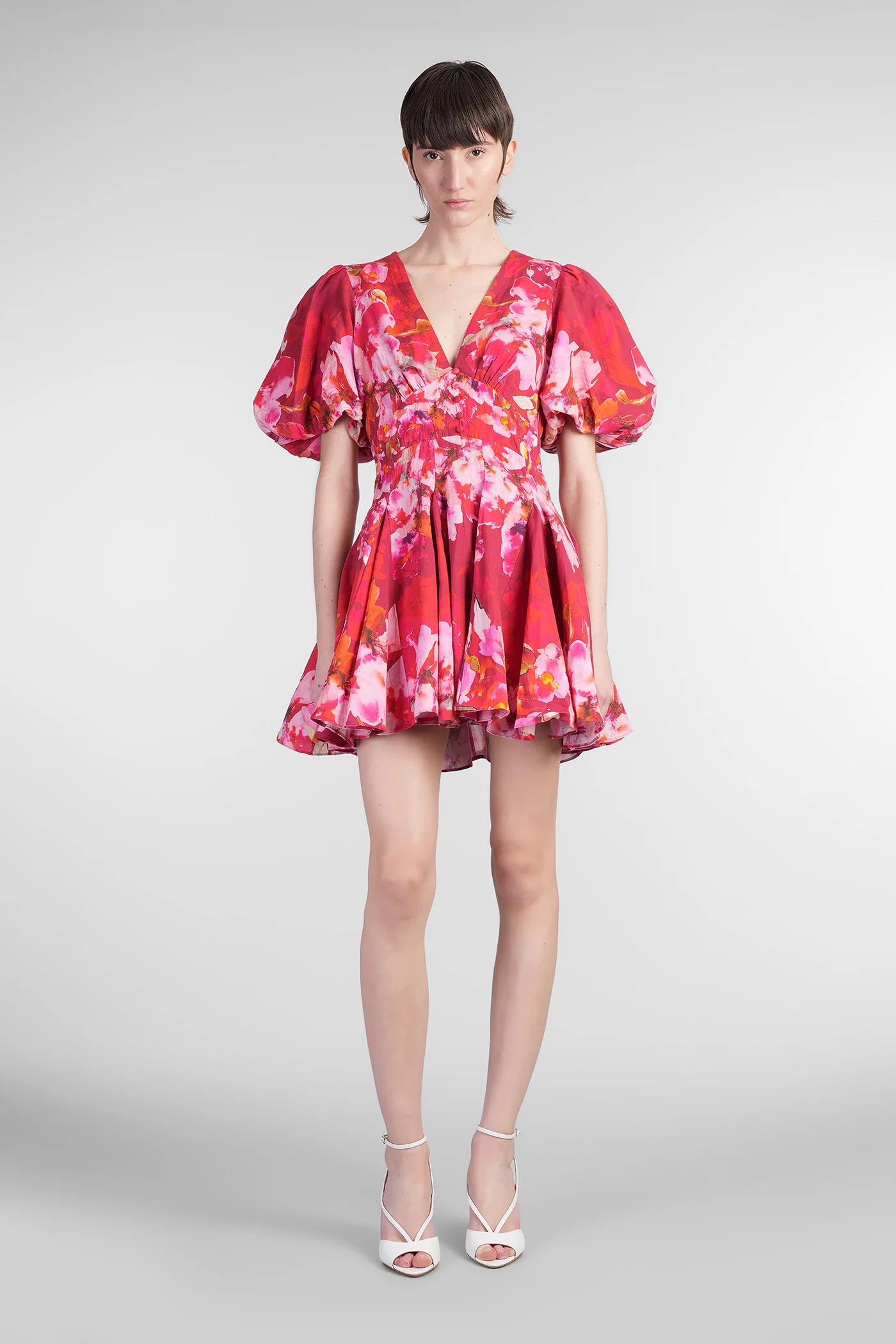 Mini dress in red linen
