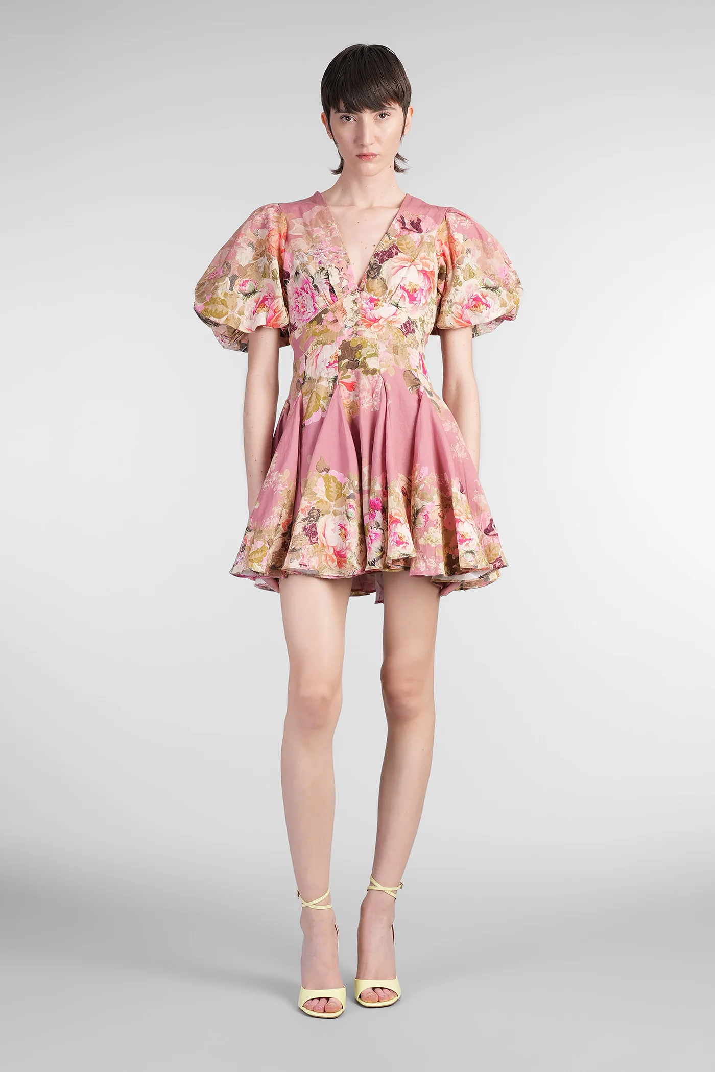 Mini dress in rose-pink linen