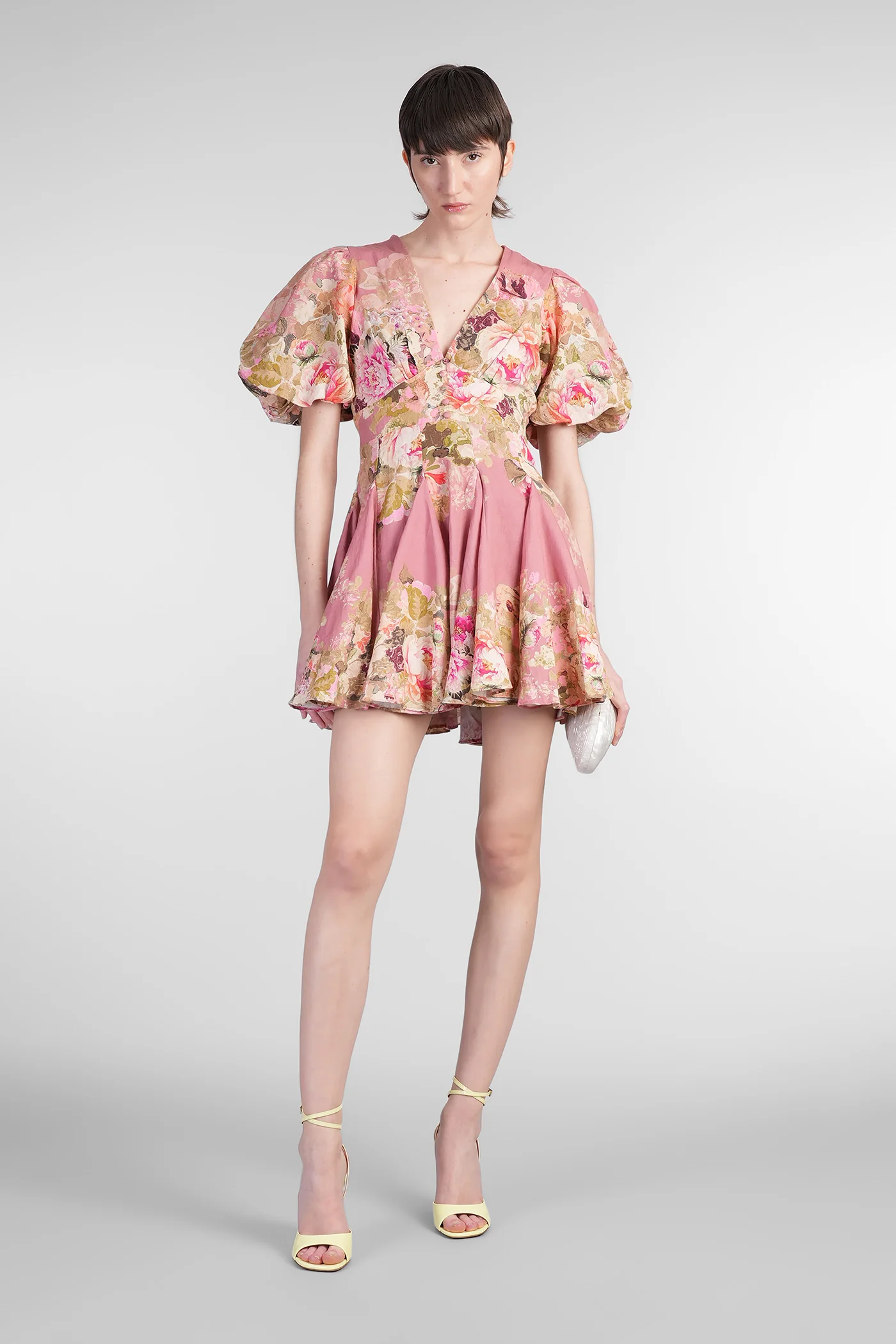 Mini dress in rose-pink linen - Image 2