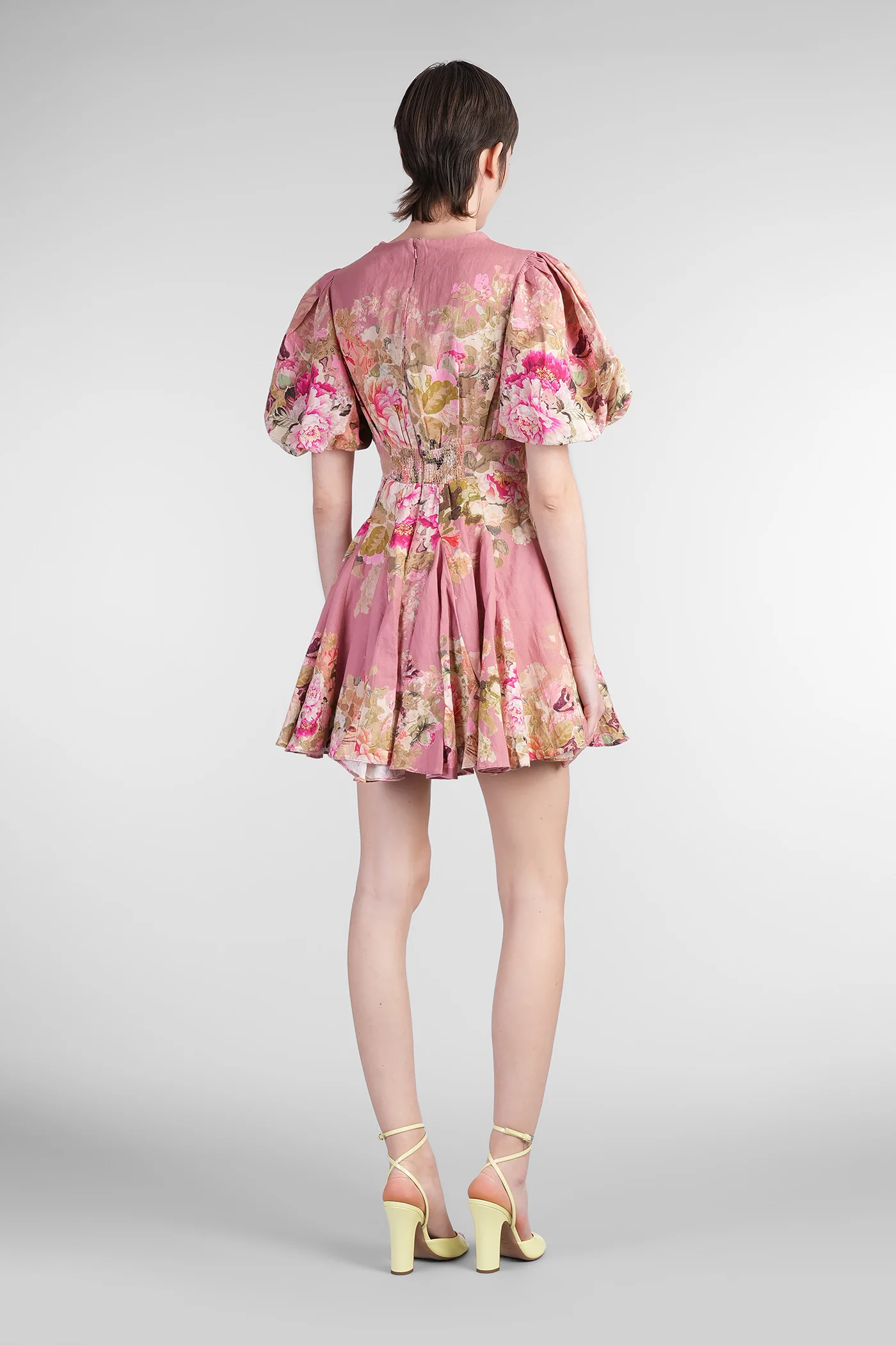 Mini dress in rose-pink linen - Image 3