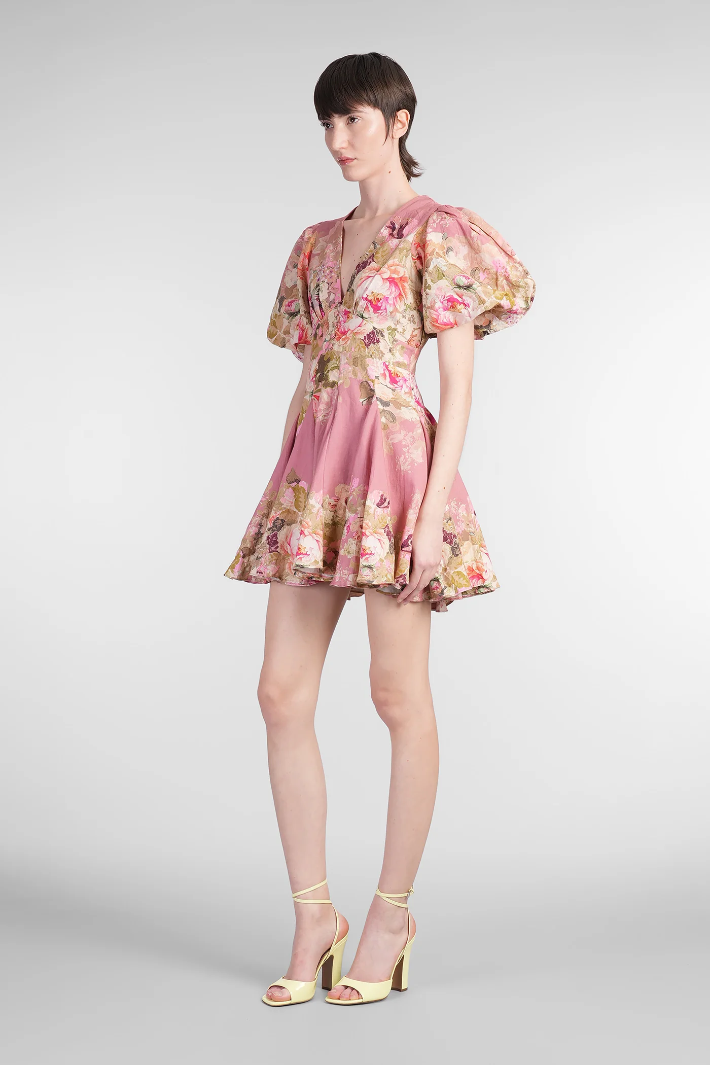 Mini dress in rose-pink linen - Image 4