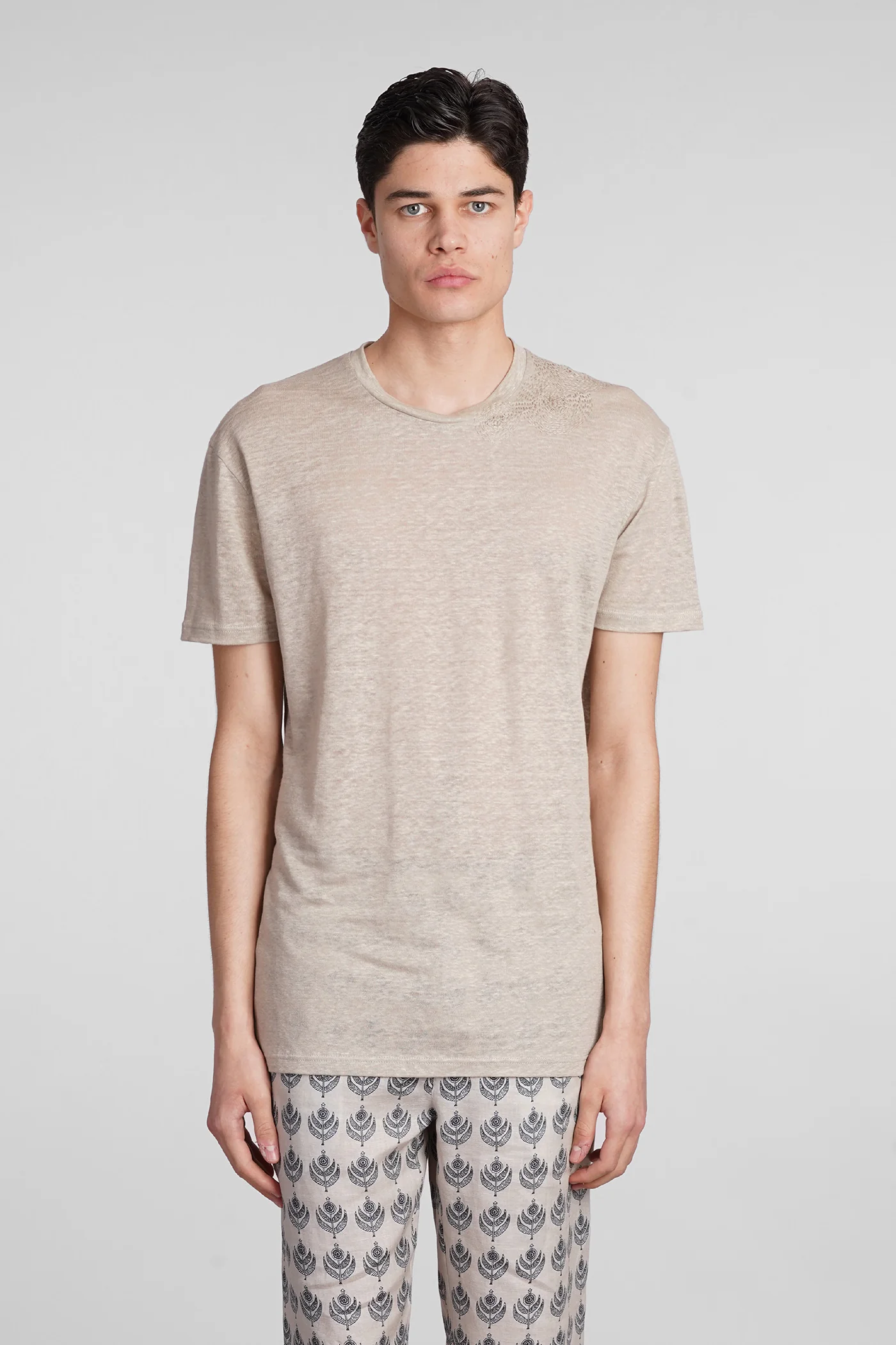 Tobin jl T-Shirt in beige linen