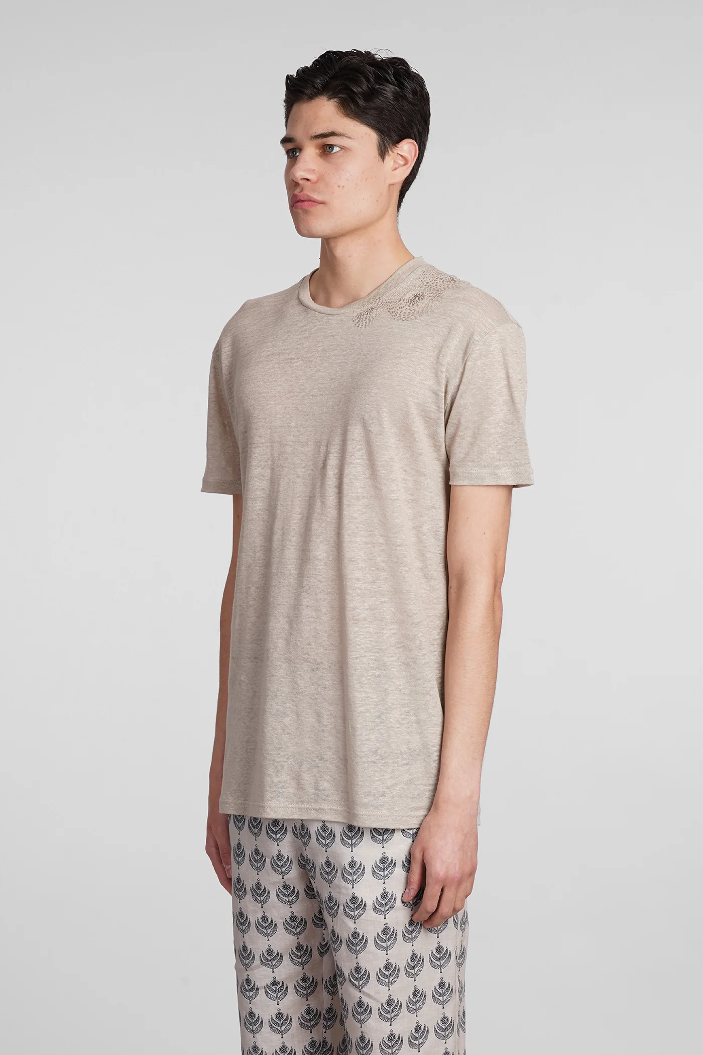 Tobin jl T-Shirt in beige linen - Image 4