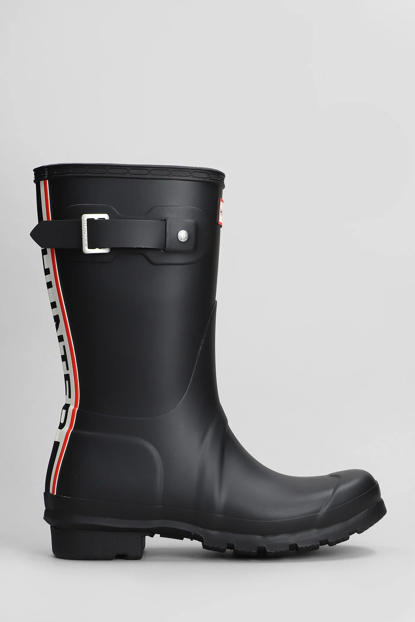 Original short tri low heels boots in black rubber/plasic