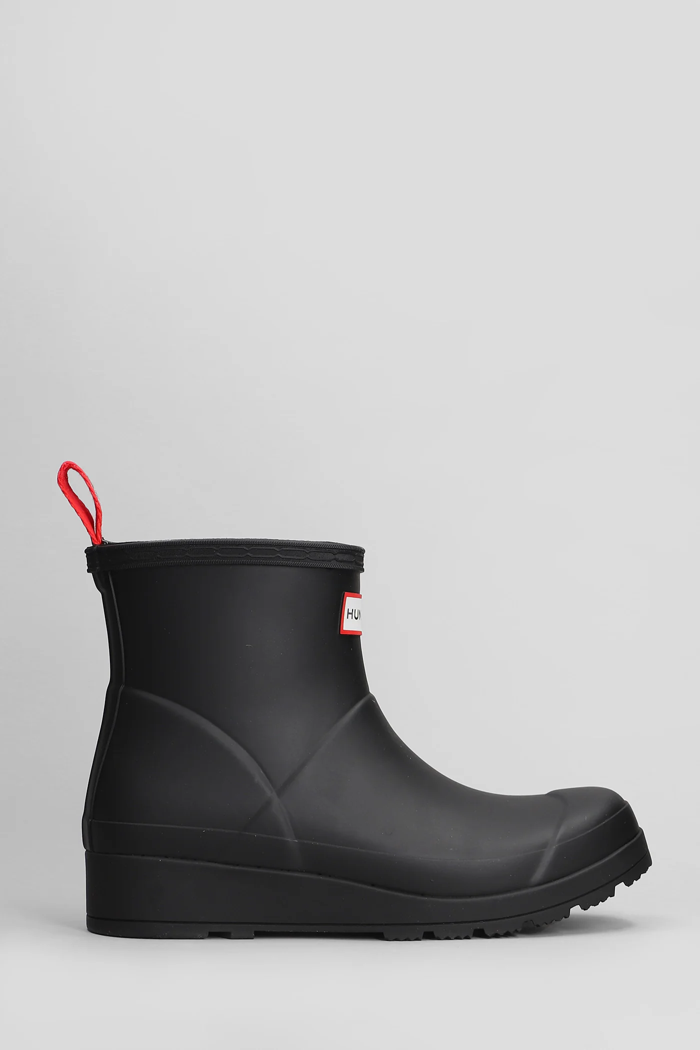 Play boot short low heels Ankle boots in black rubber/plasic