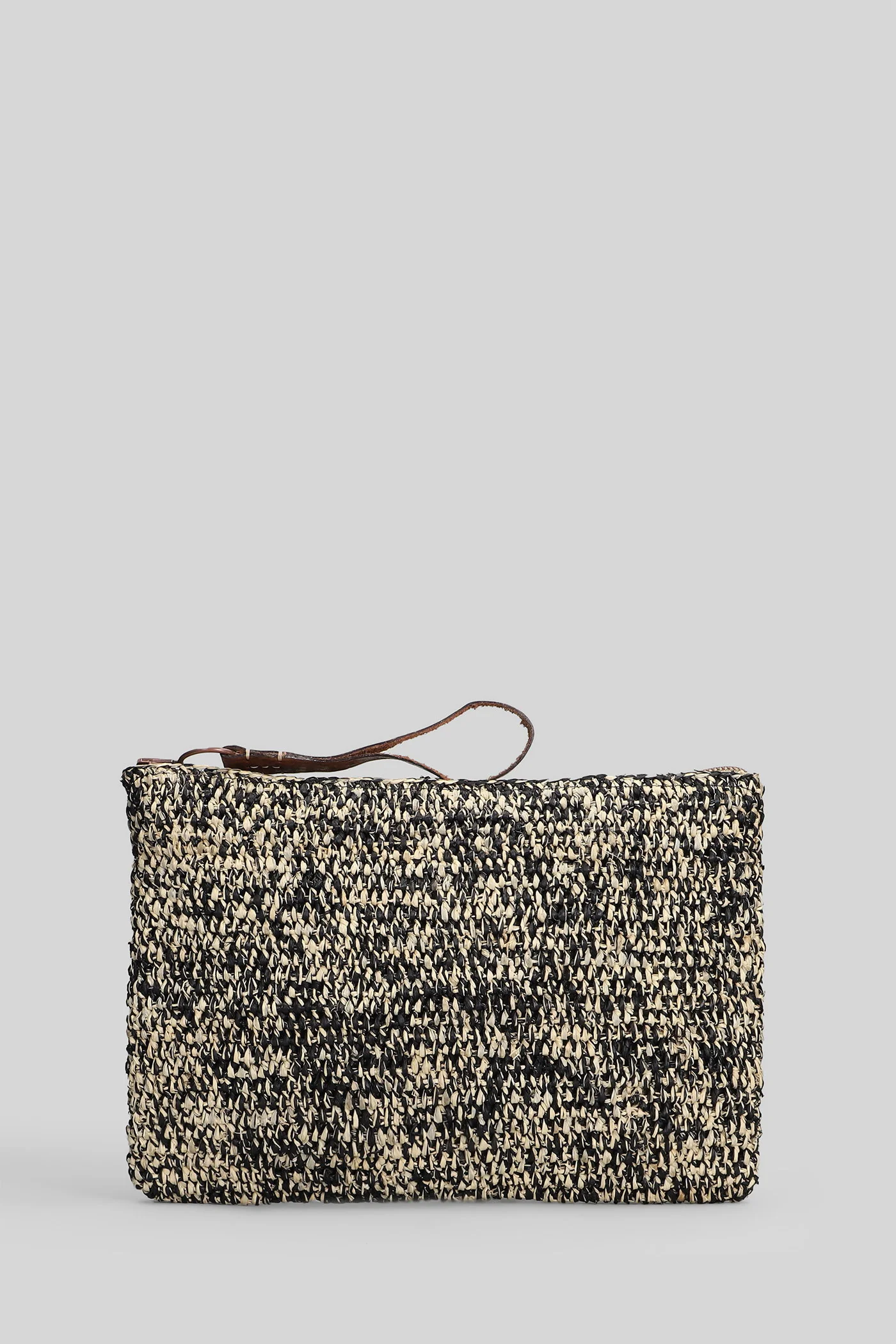 Ampy Clutch in black raffia