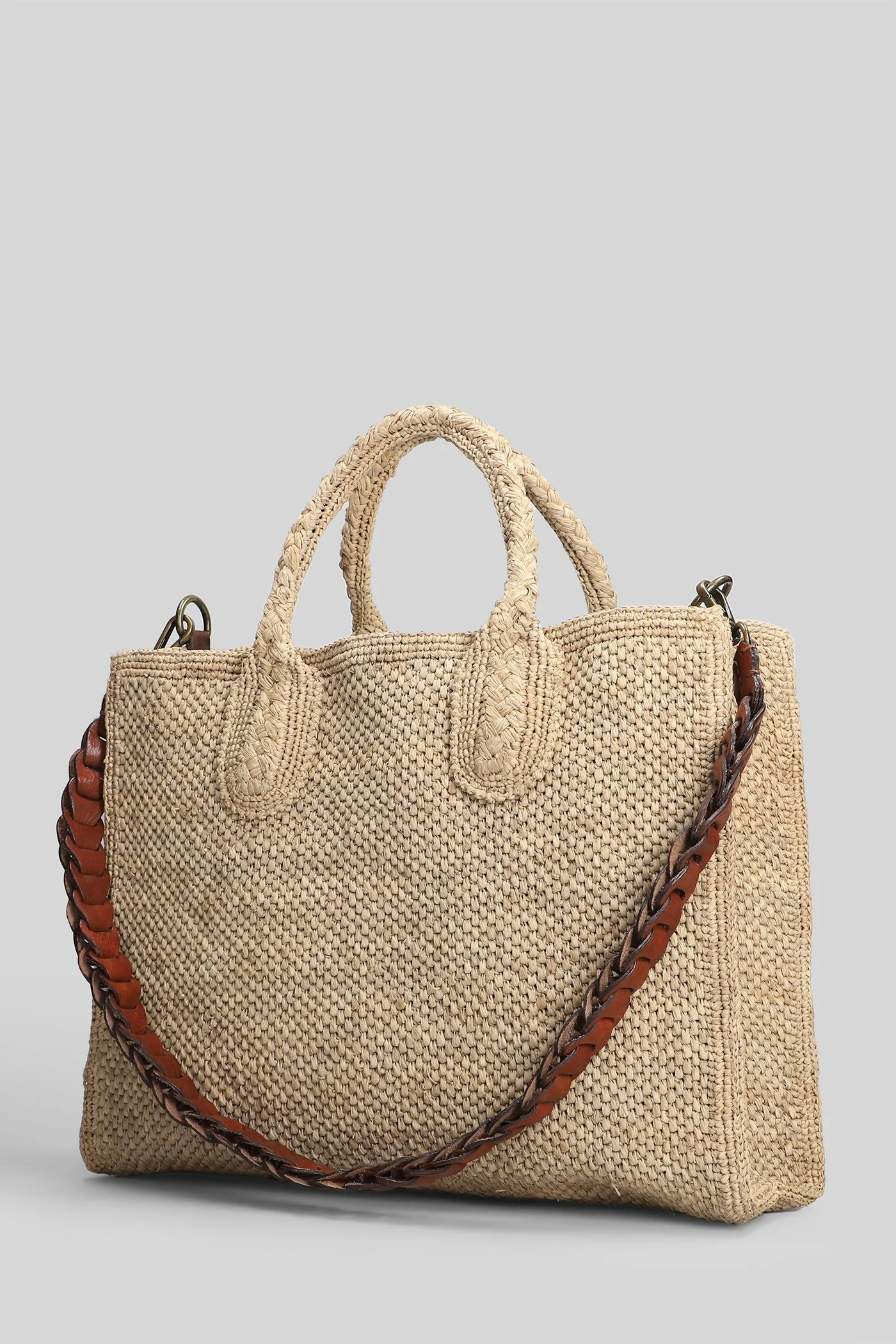 Rary Tote in beige raffia - Image 18