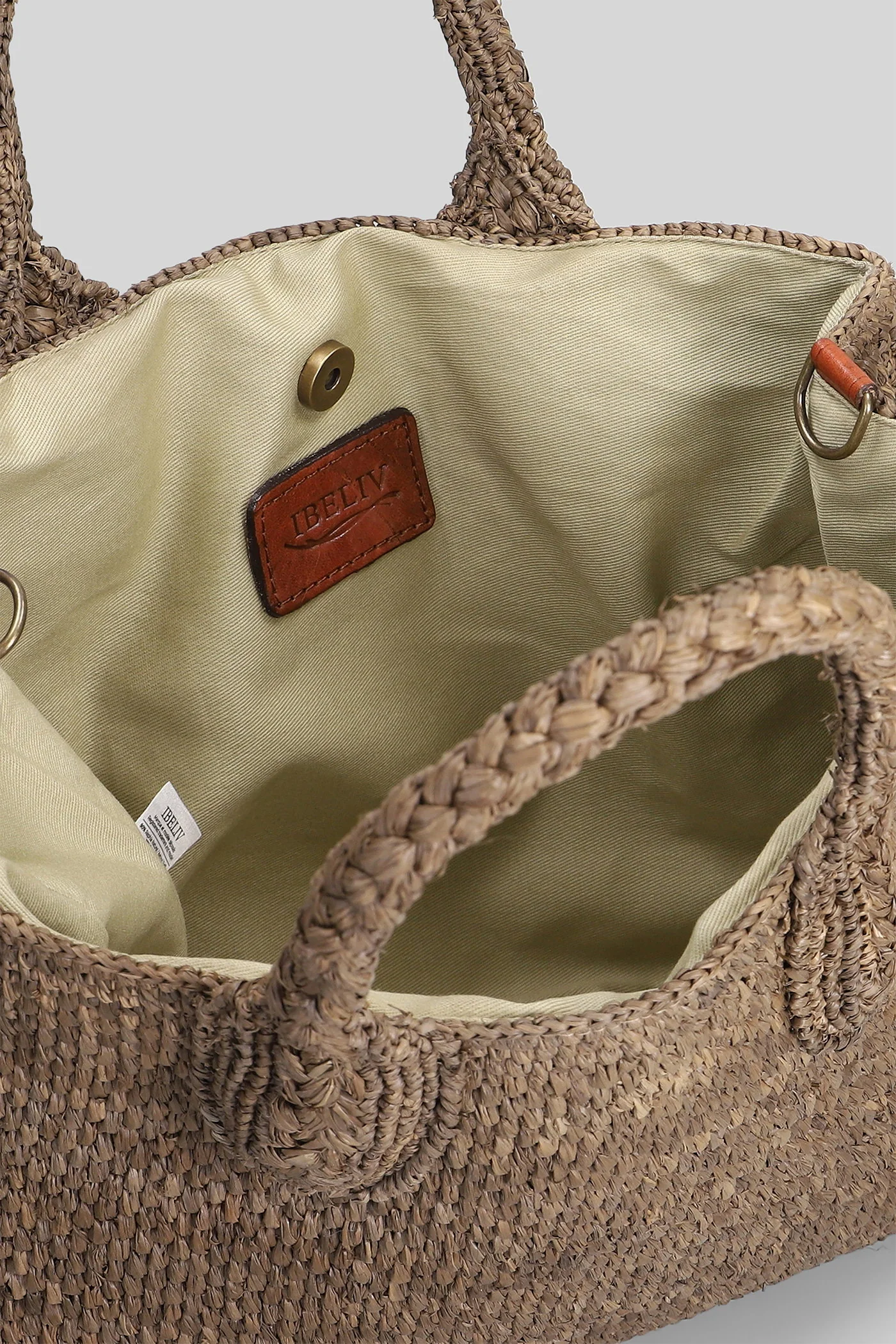 Rary Tote in taupe raffia - Image 4