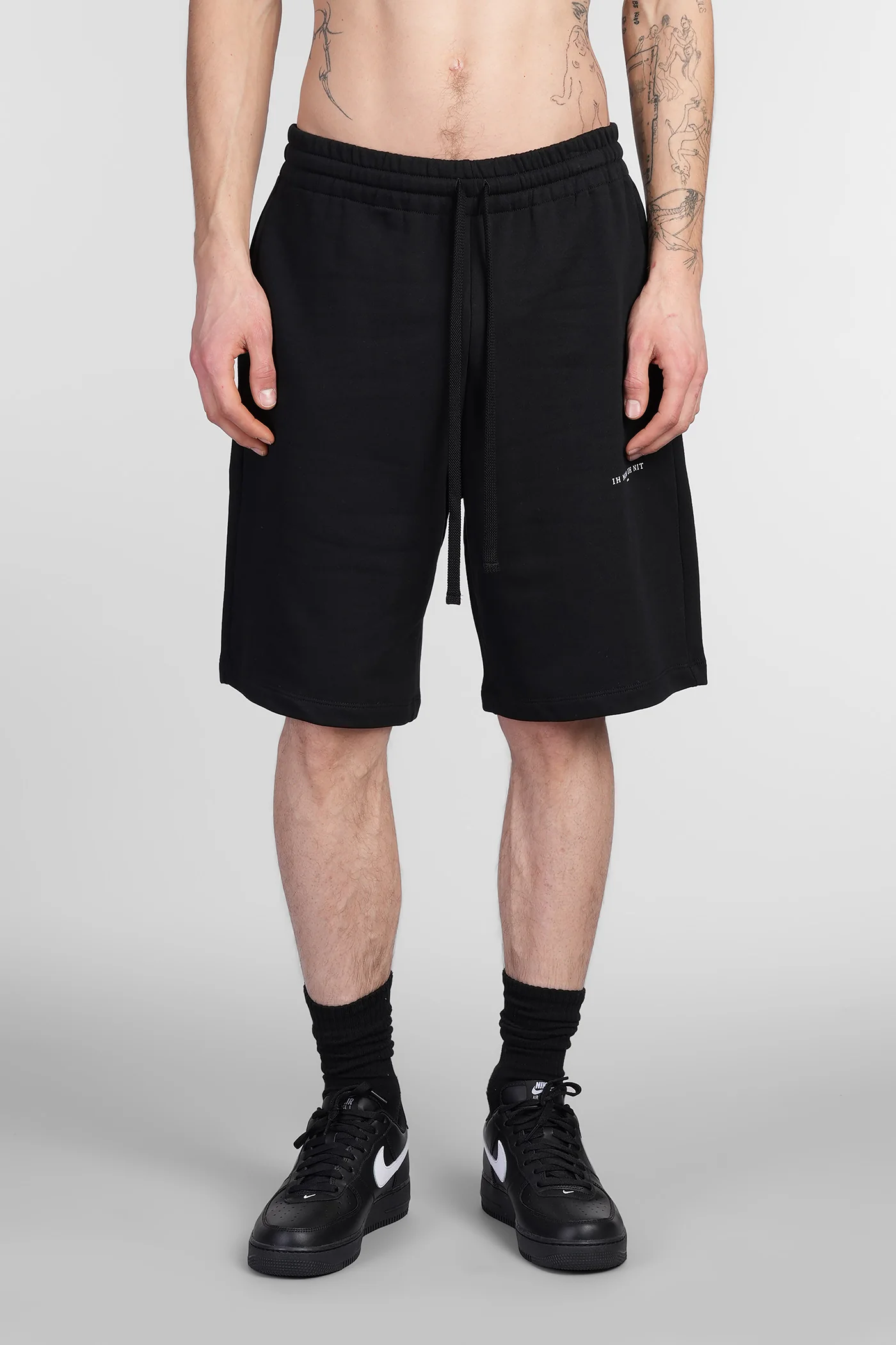 Shorts in black cotton