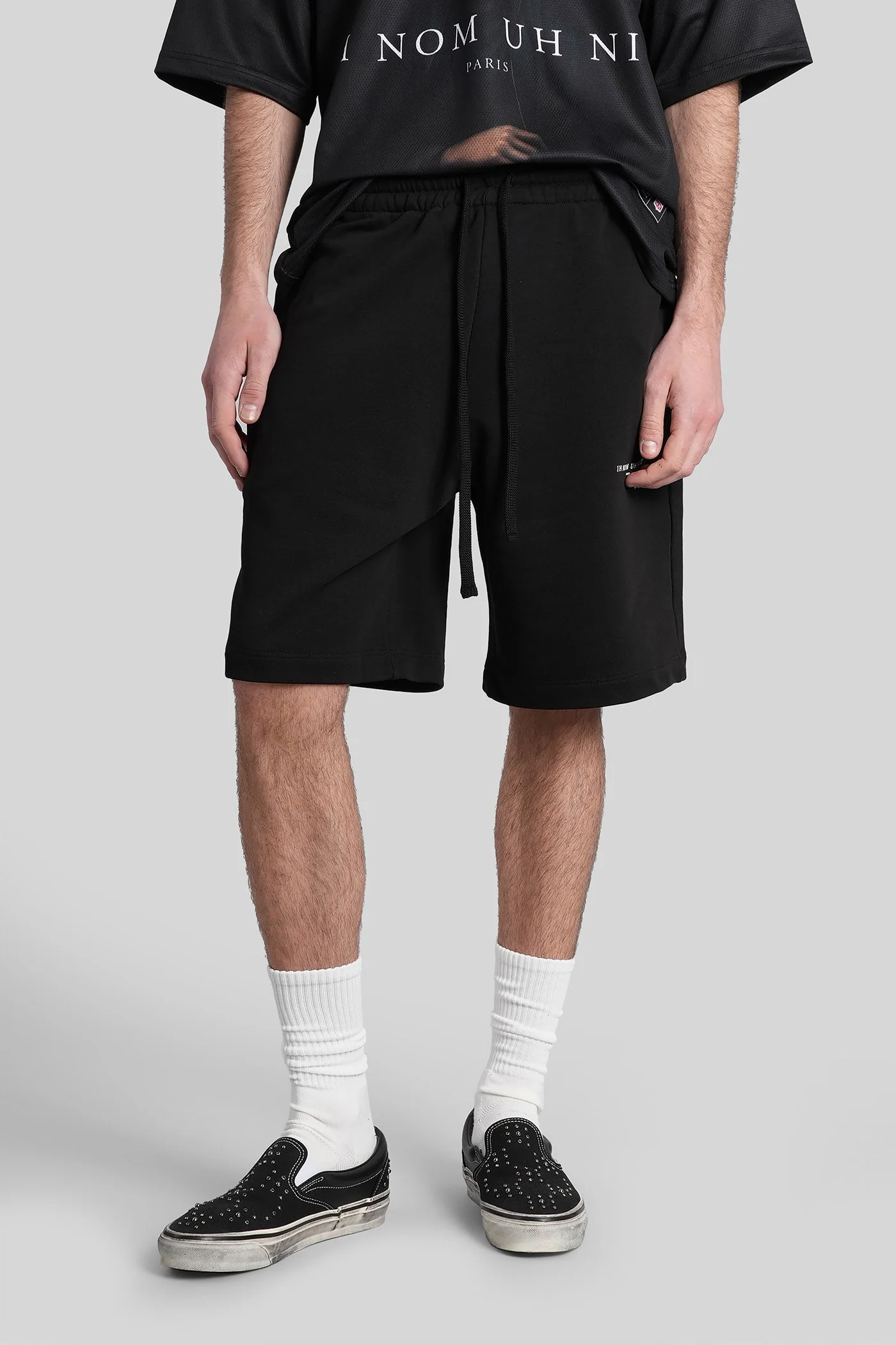 Shorts in black cotton