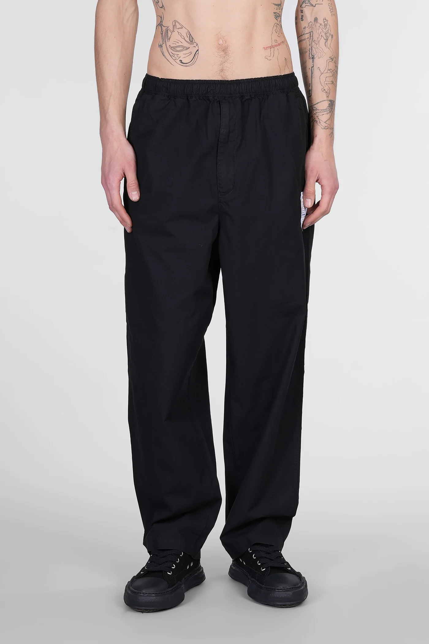 Pants in black cotton