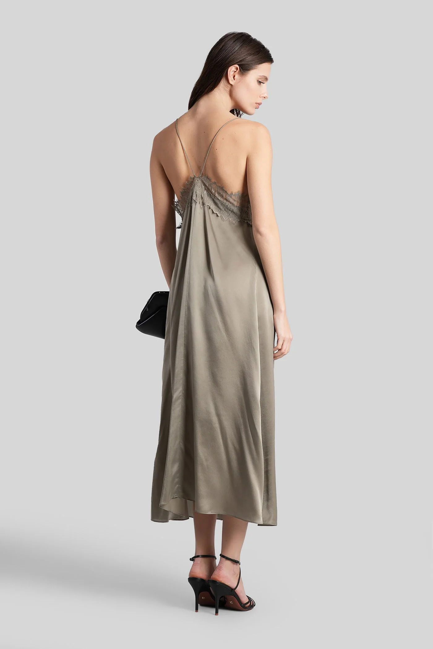 Bailar Long dress in green silk - Image 3
