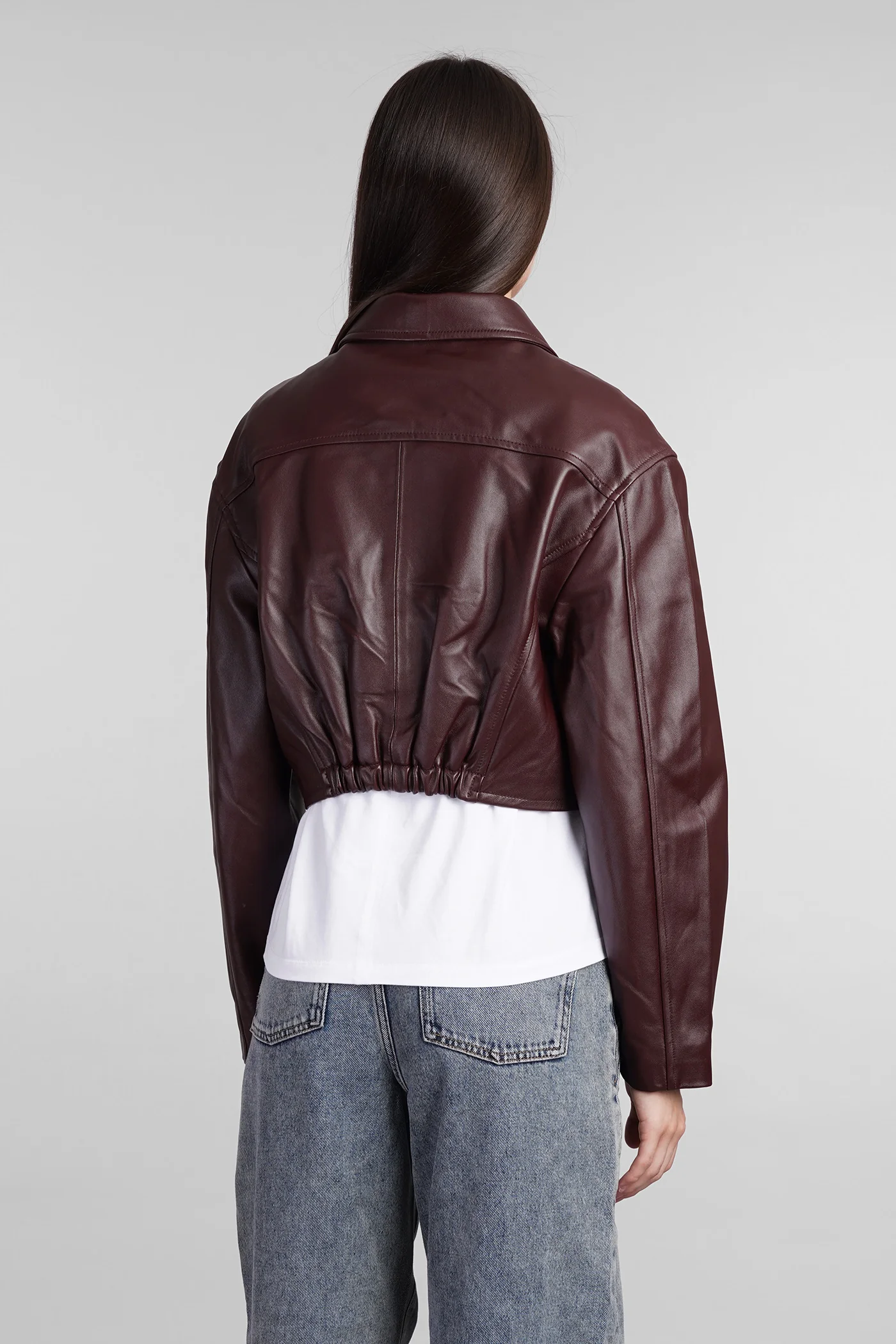 Castilli Biker jacket in bordeaux leather - Image 3