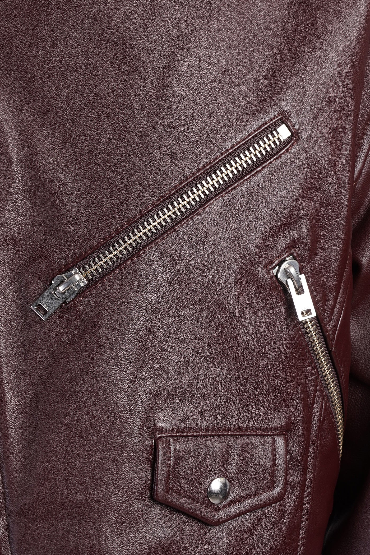 Castilli Biker jacket in bordeaux leather - Image 5