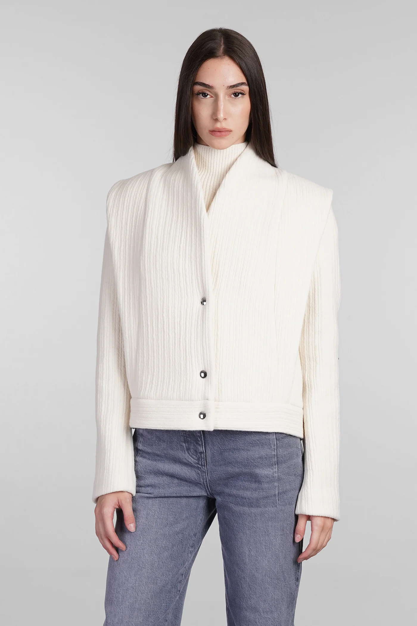 Georgina Bomber Jacket in beige wool