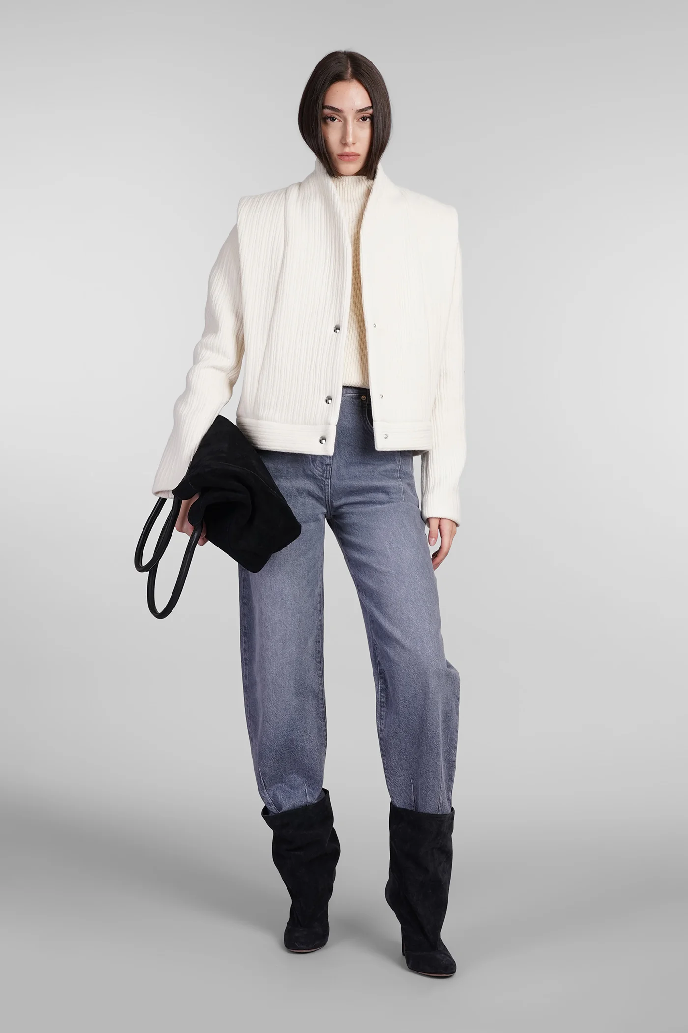 Georgina Bomber Jacket in beige wool - Image 2