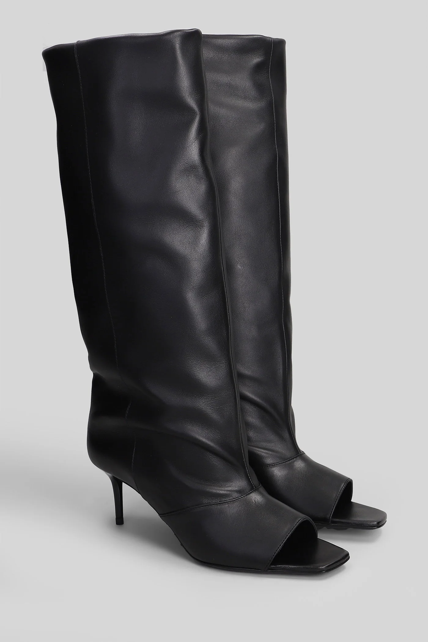 High heels boots in black leather - Image 2
