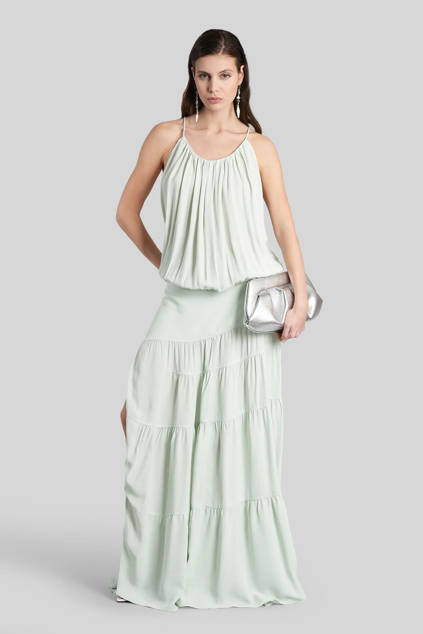 Island Long dress in grey viscose - Image 2