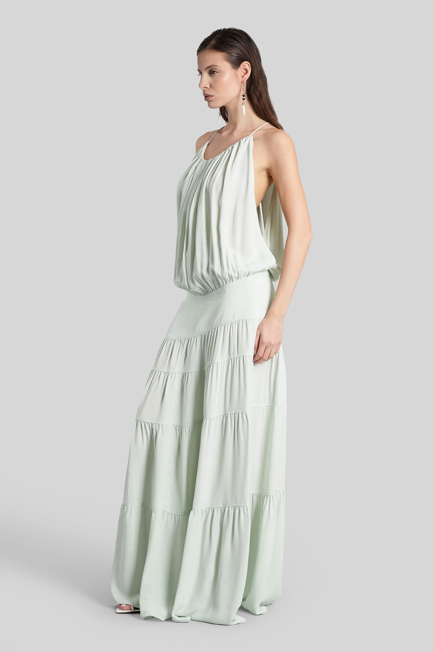 Island Long dress in grey viscose - Image 3
