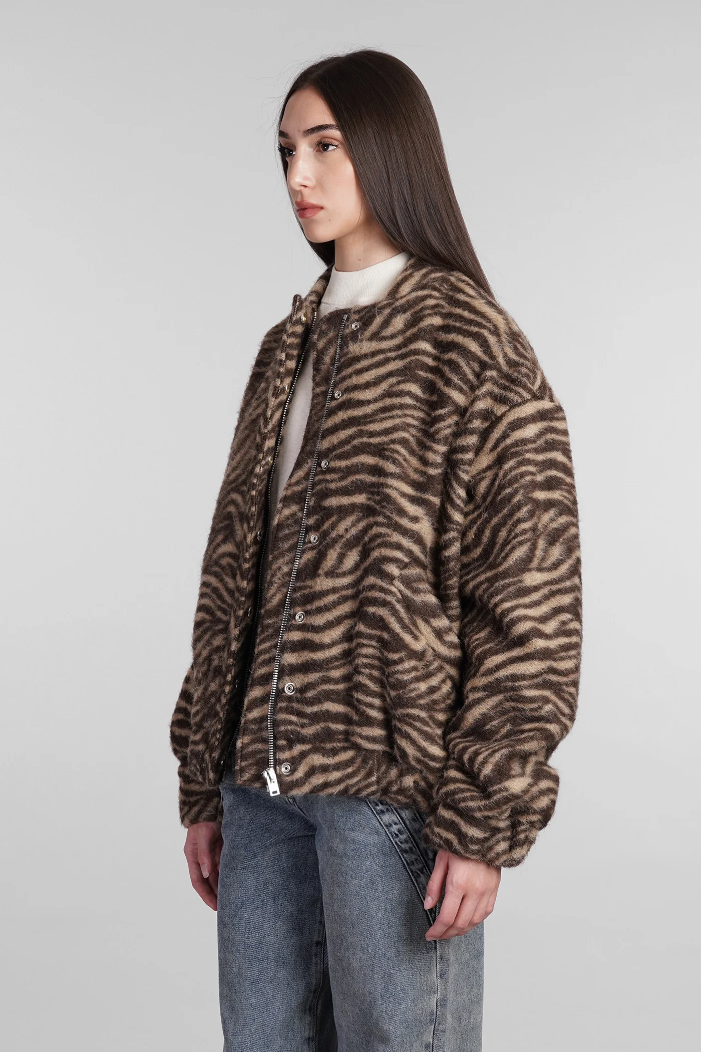 Louane Bomber Jacket in brown wool - Image 4
