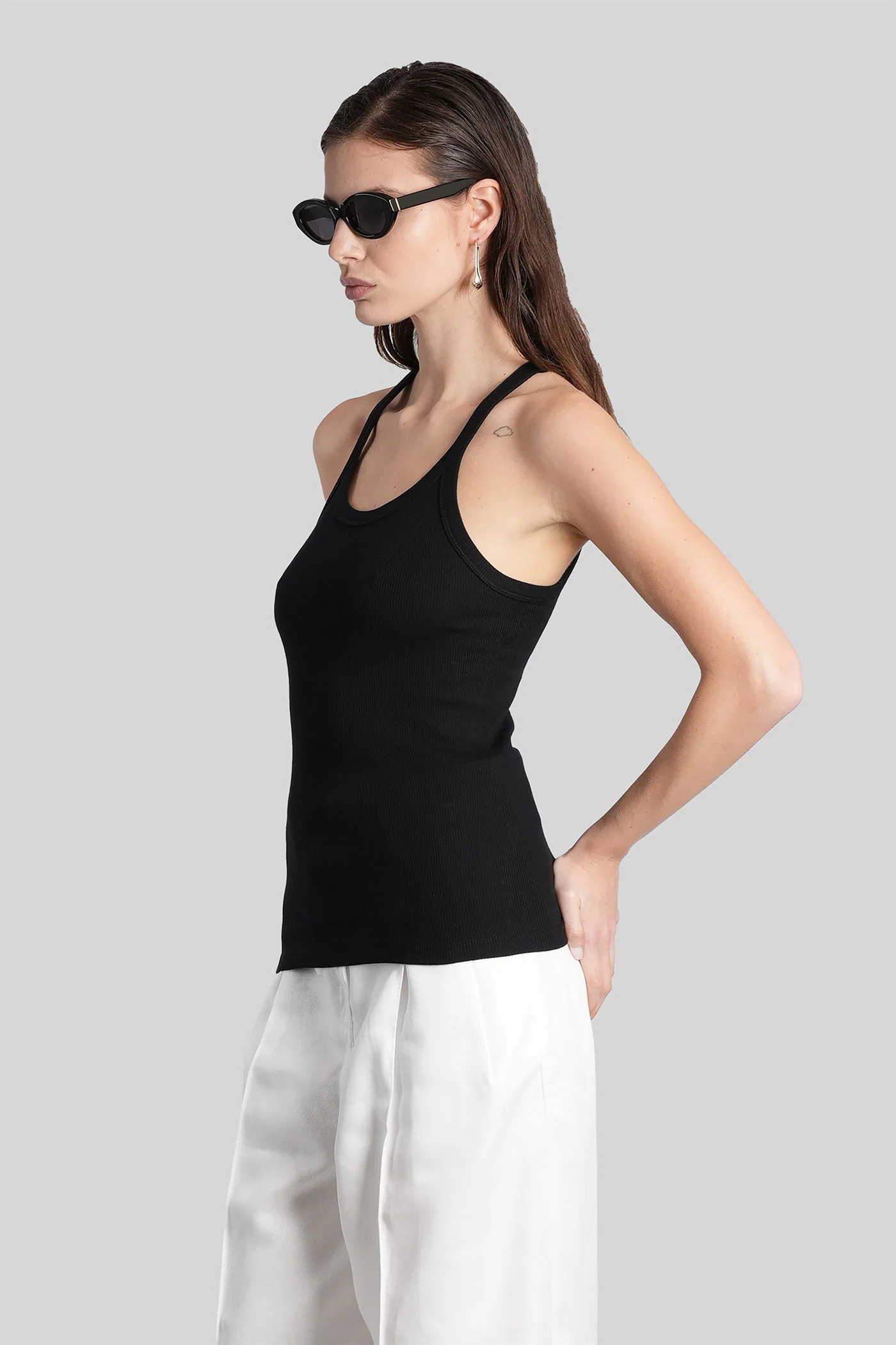 Palisso tank Top in black cotton - Image 4