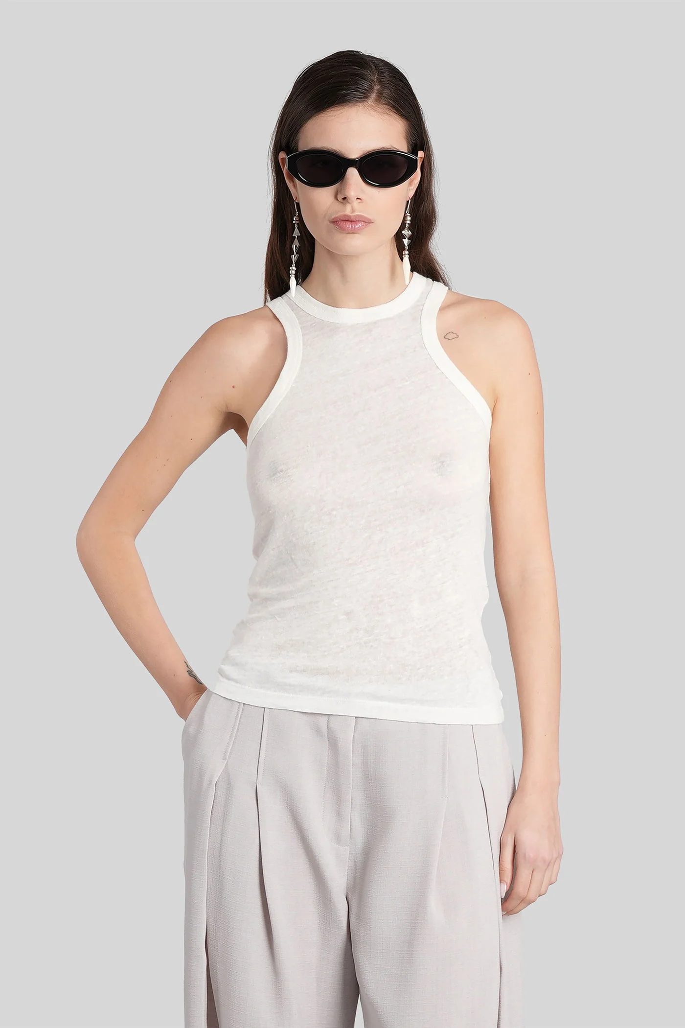 Safrina tank Top in white linen