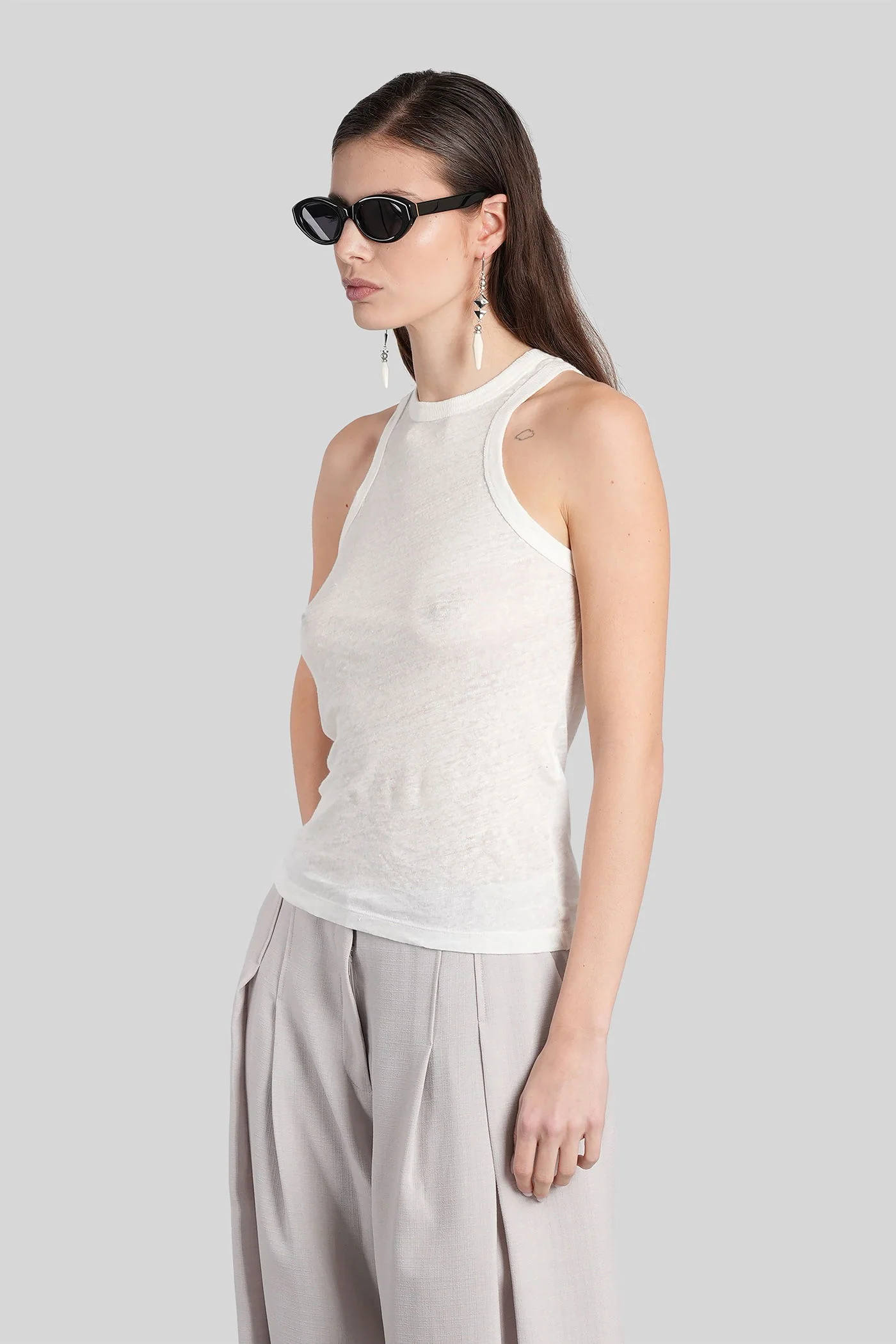 Safrina tank Top in white linen - Image 4