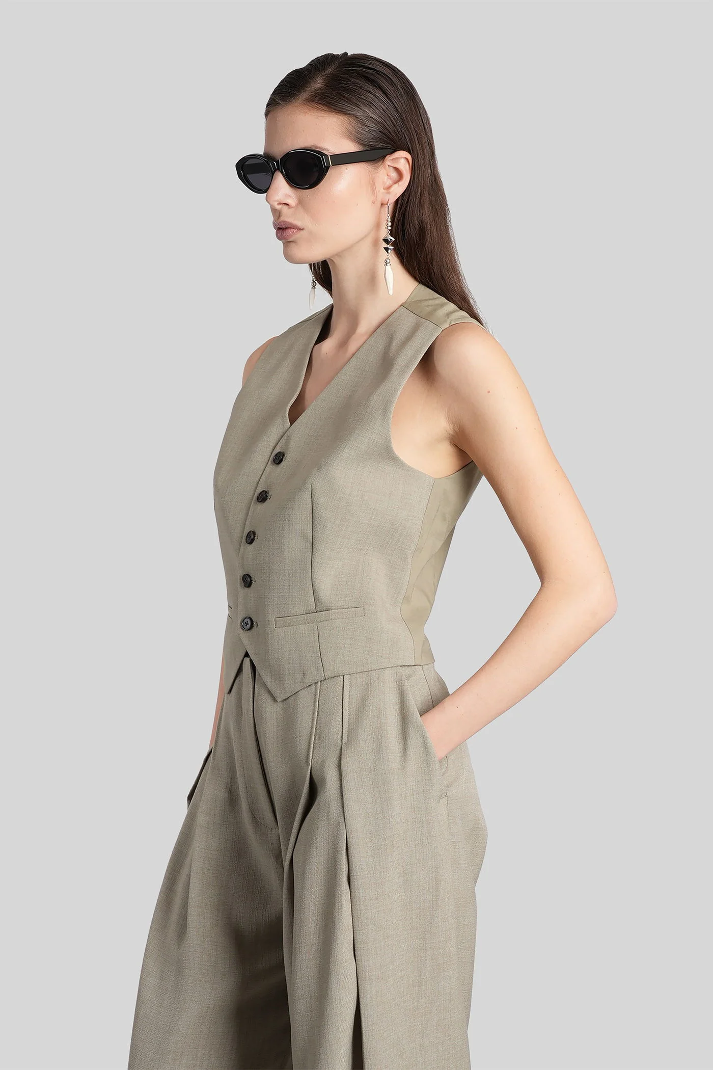 Sonnie Vest in green polyester - Image 4