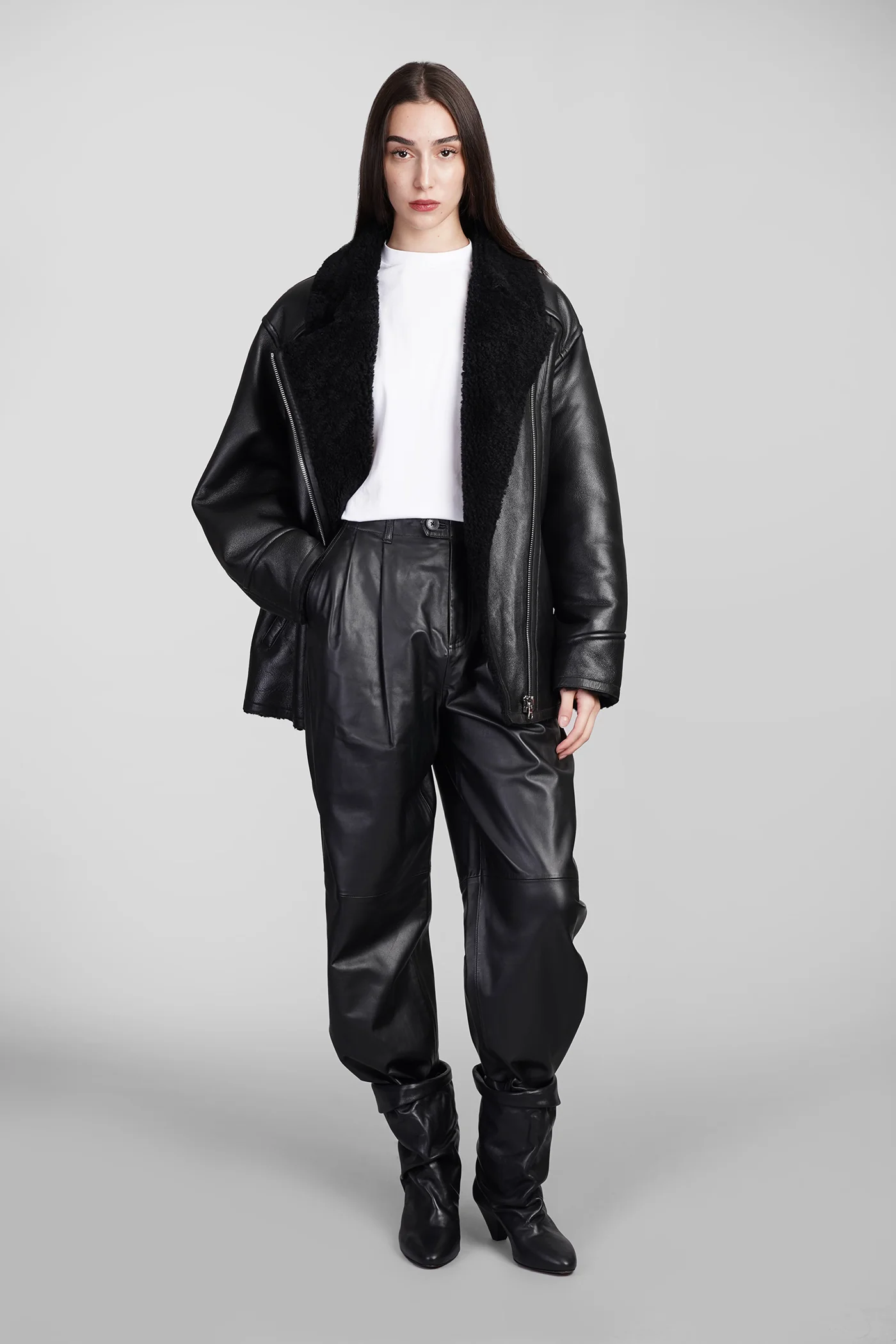 Adelina Shearling in black leather - Image 2
