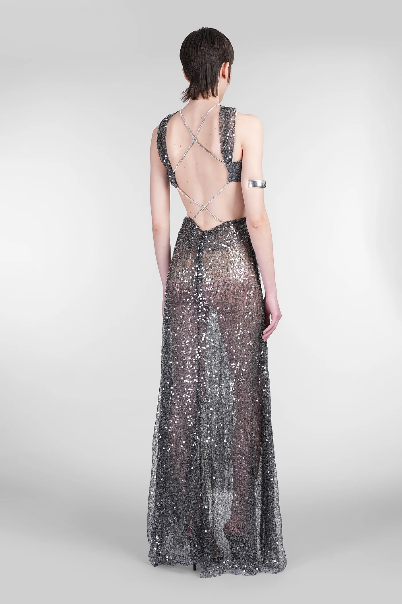 Dalie Dress woman in silver polyester - Image 3