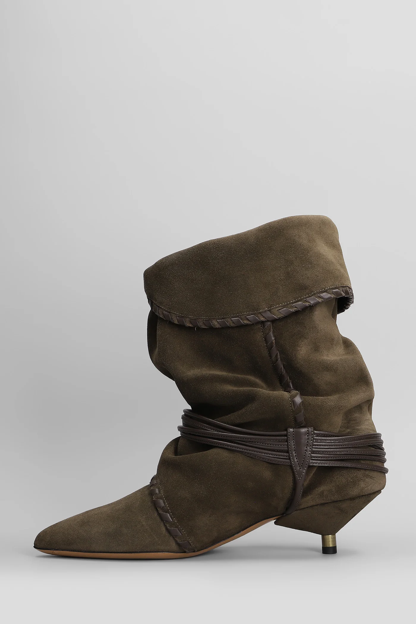Edrika low heels Ankle boots in khaki suede - Image 3