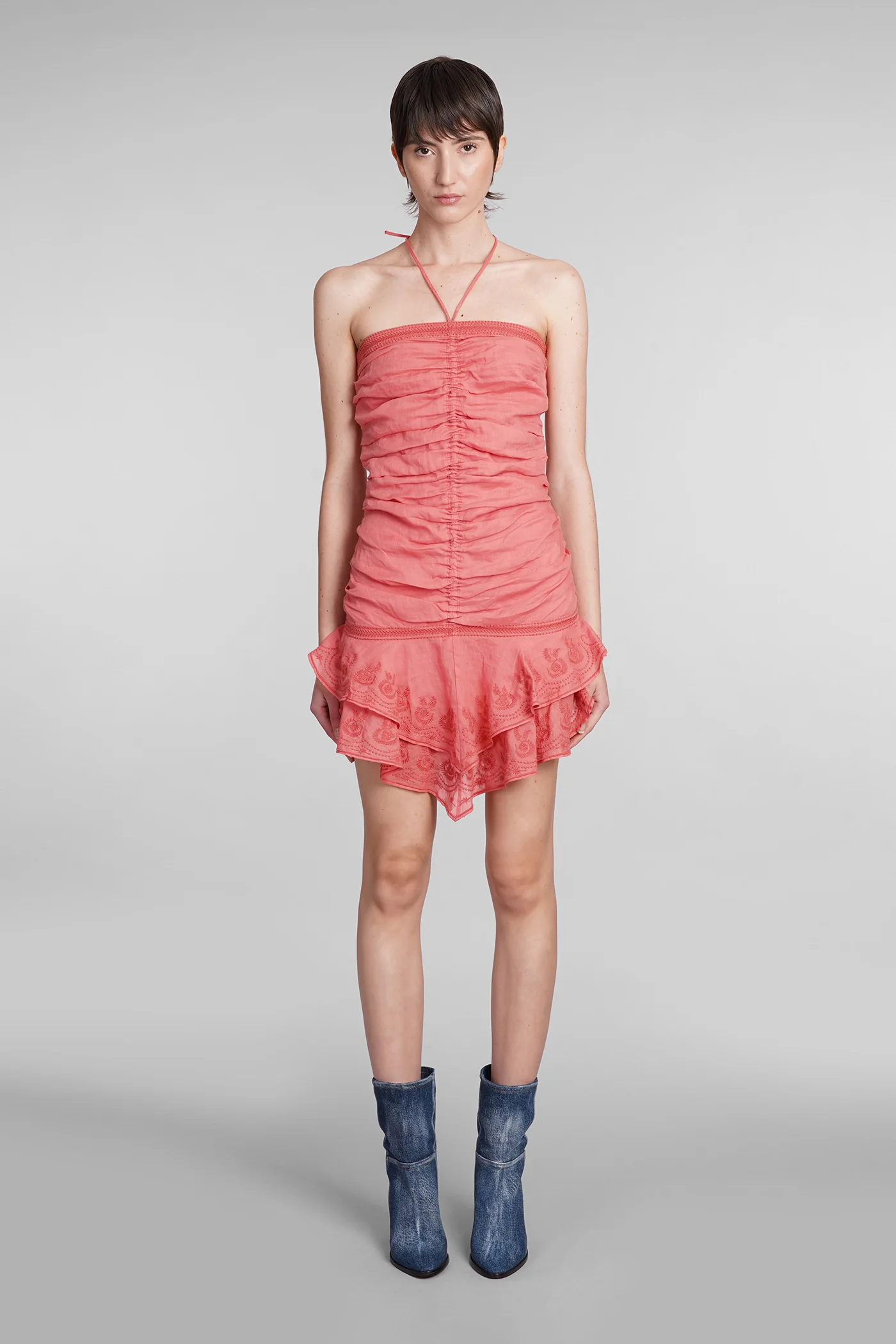 Emanuela Dress woman in rose-pink ramie