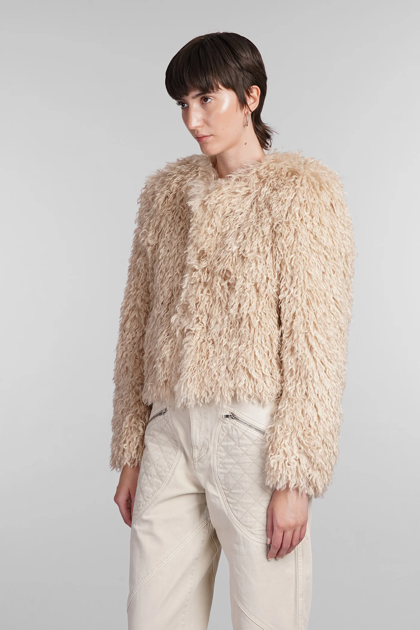 Faustine Fur & Shearling in beige polyester - Image 4
