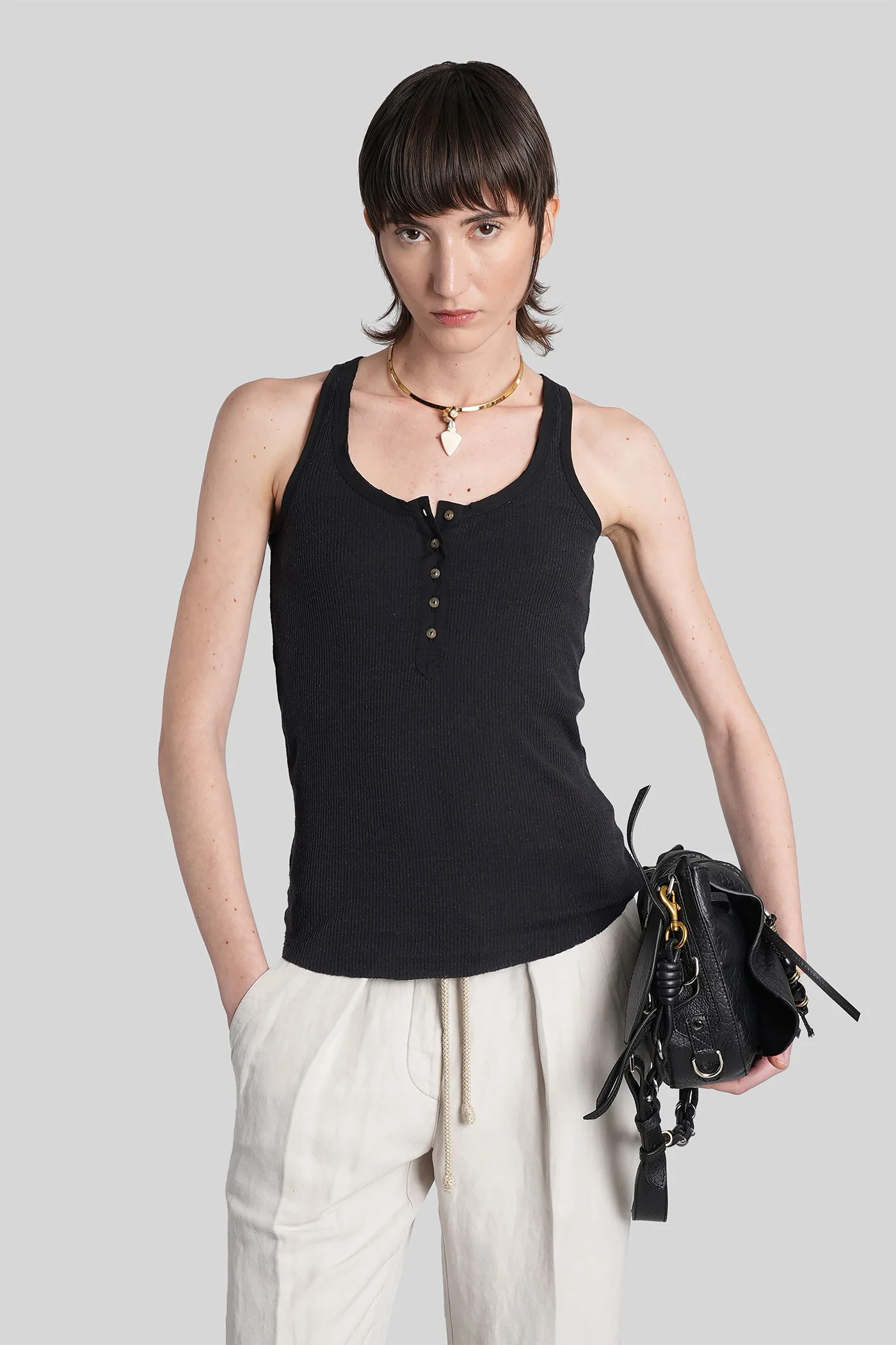 Helma tank Top in black silk