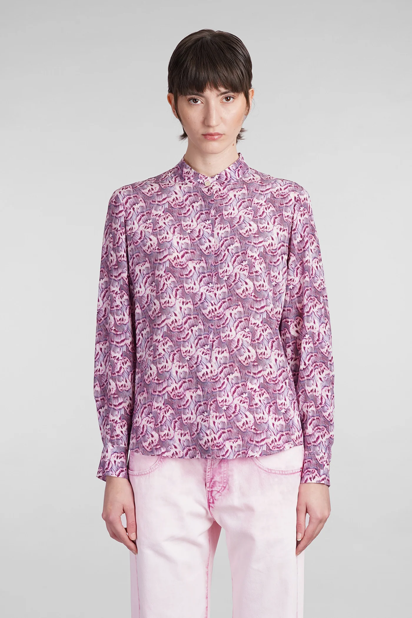 Ilda Shirt in rose-pink silk