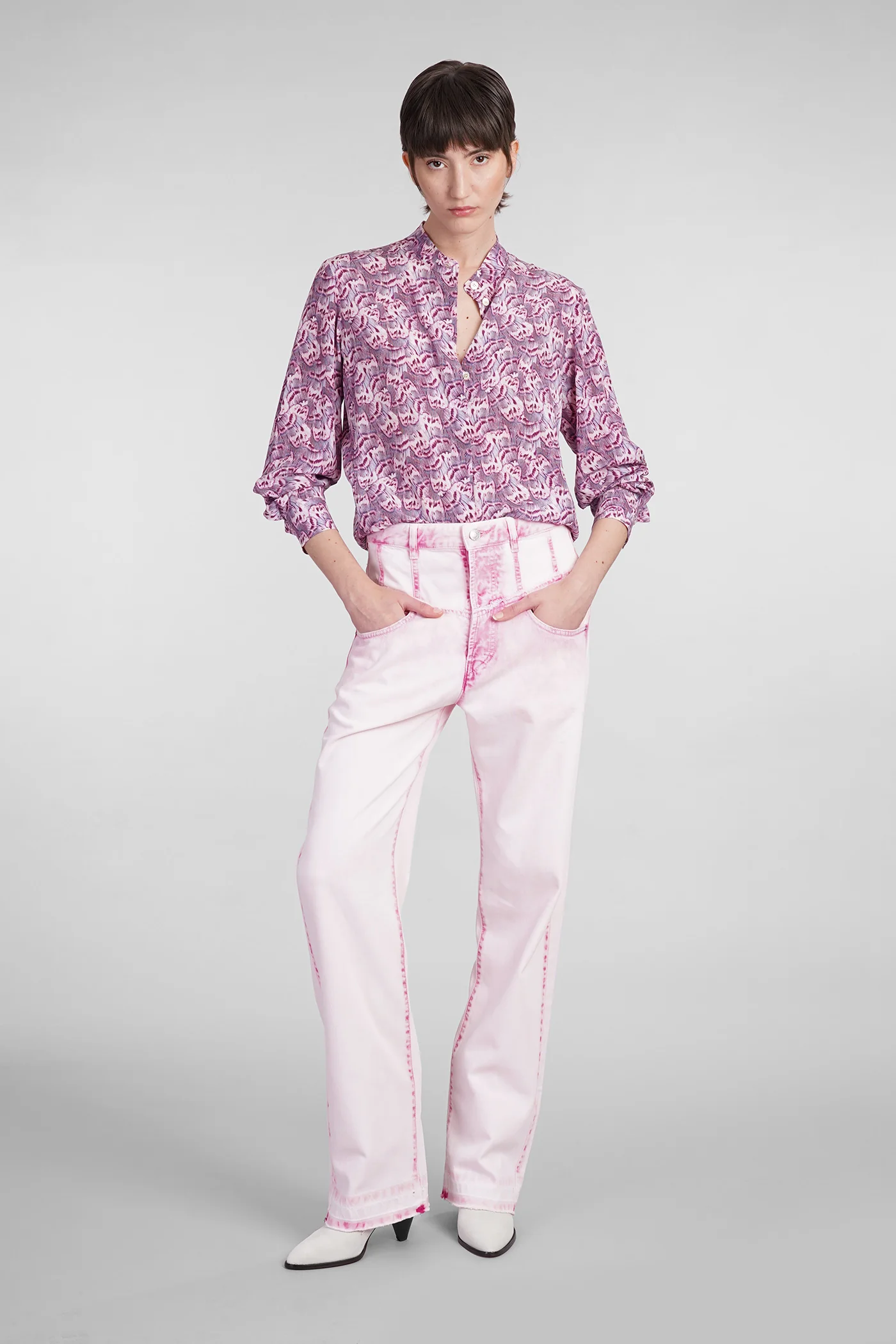 Ilda Shirt in rose-pink silk - Image 2