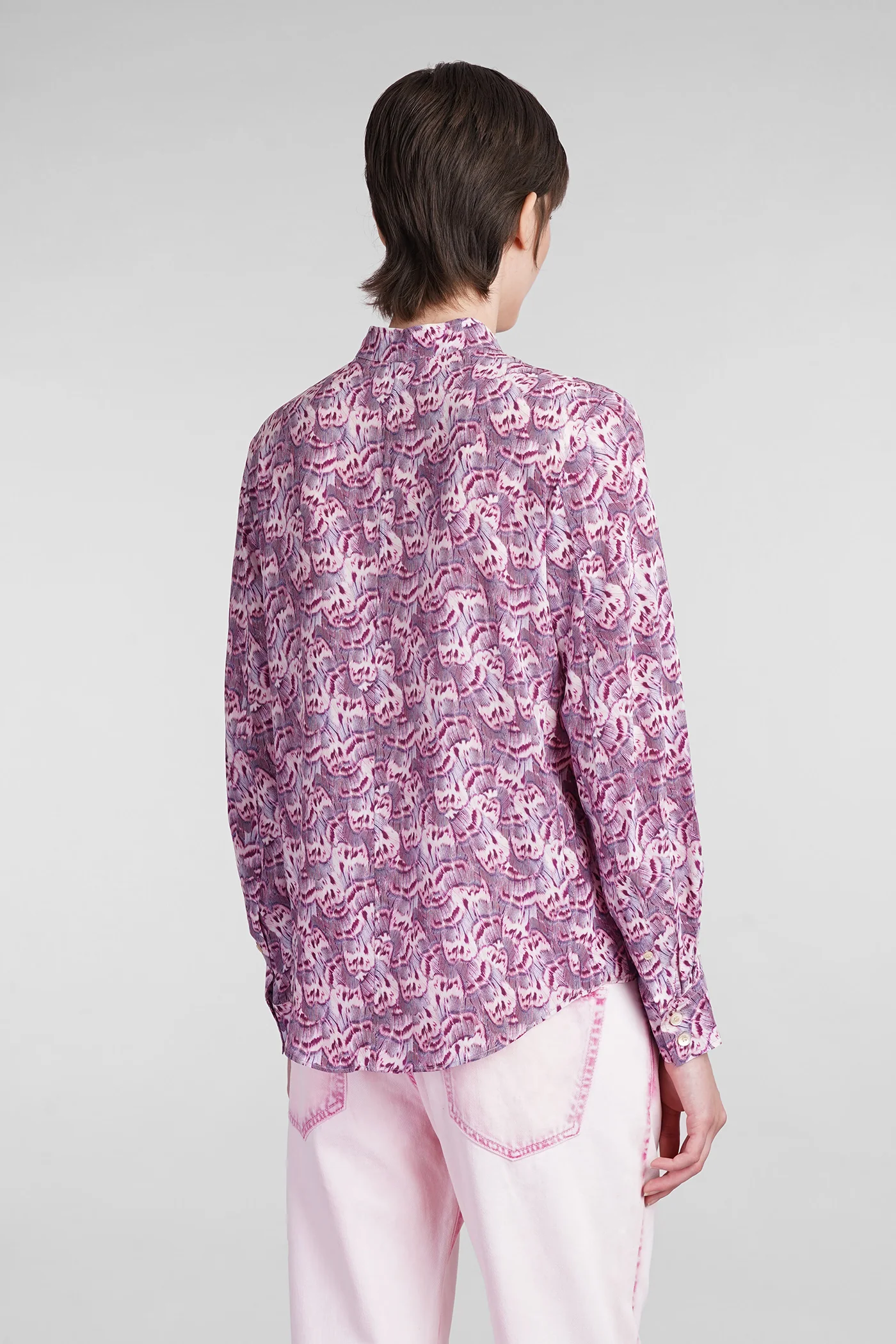 Ilda Shirt in rose-pink silk - Image 3