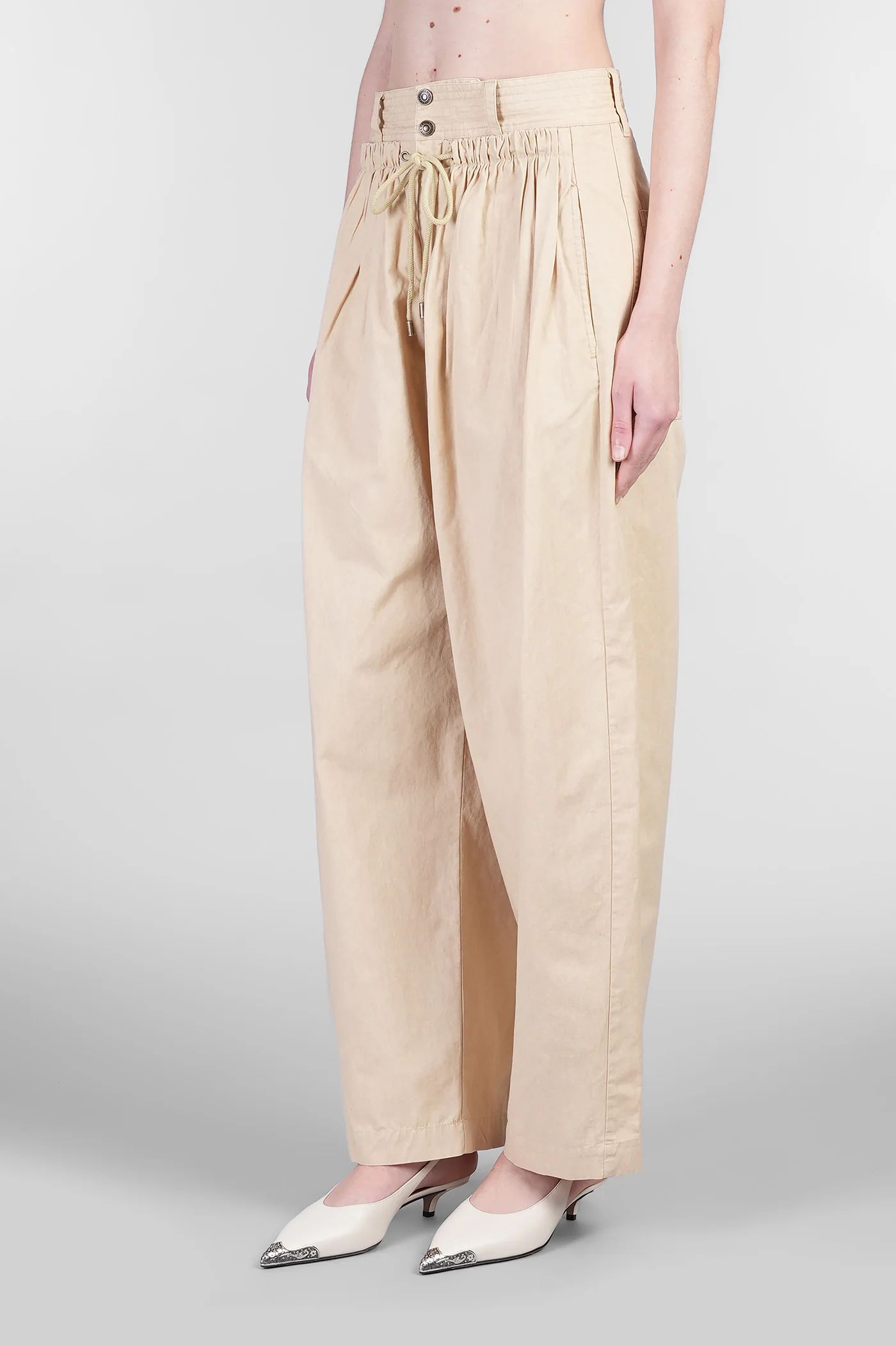 Inaya Pants in beige cotton - Image 4