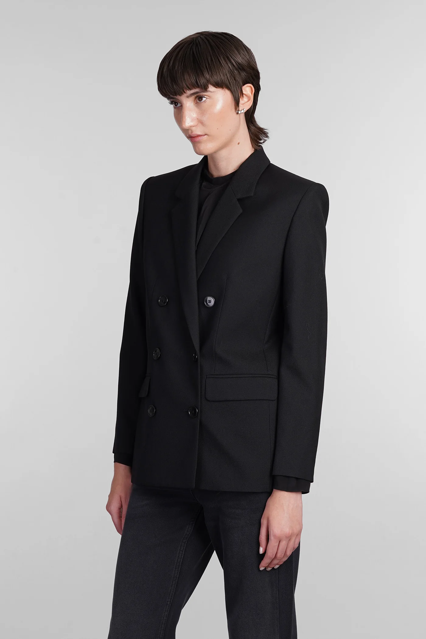 Madina Blazer in black wool - Image 4