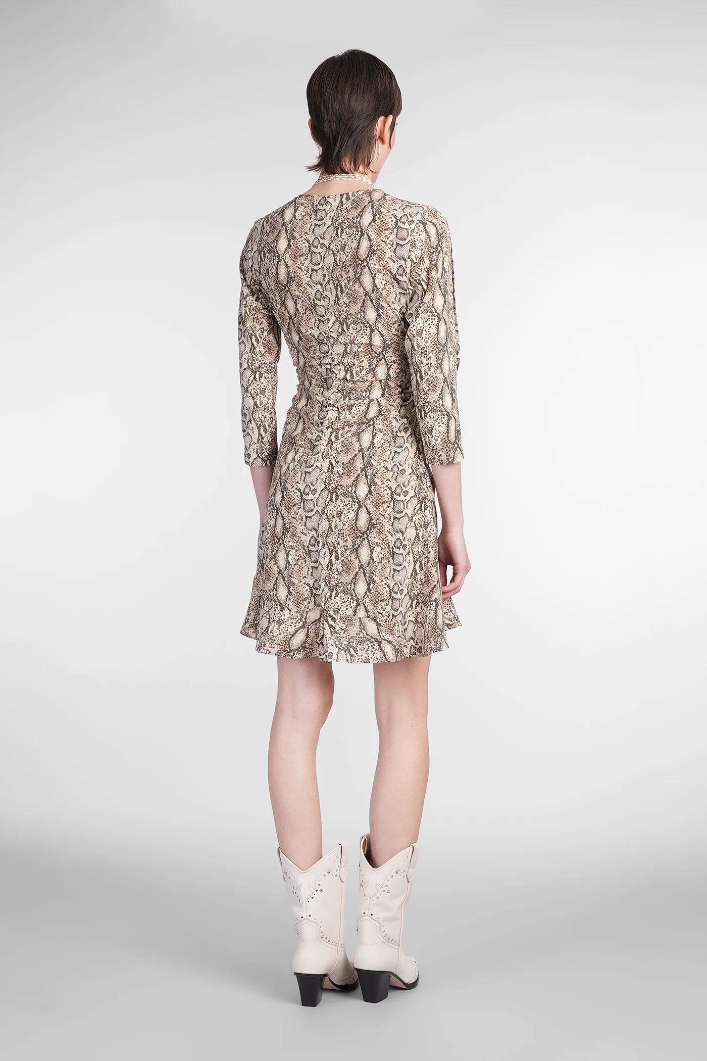 Octavia Mini dress in beige silk - Image 3