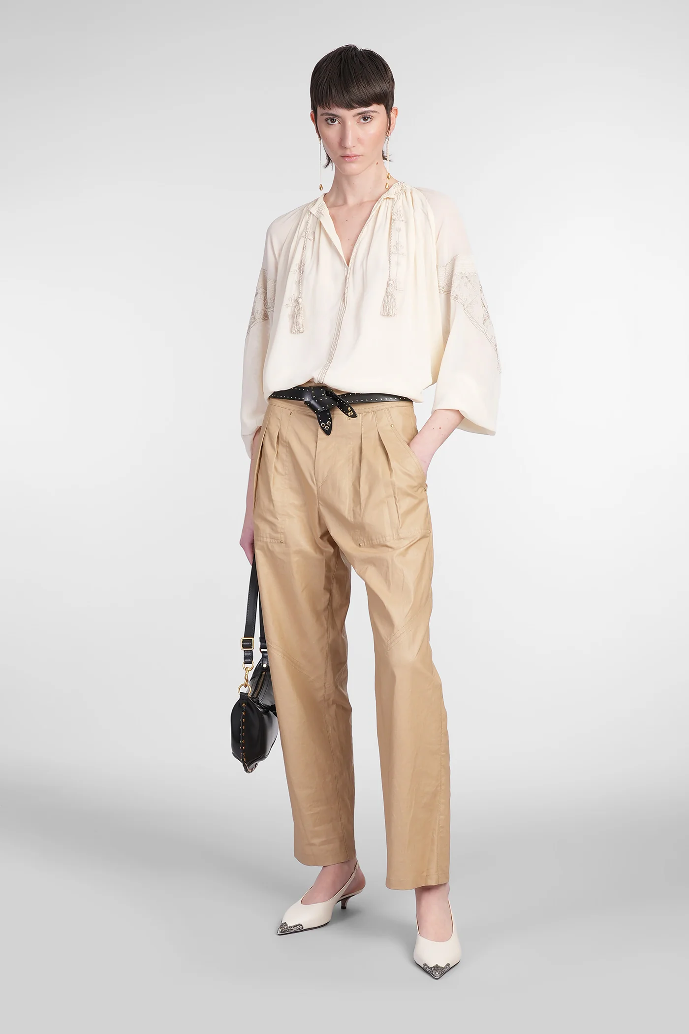 Oris Blouse in beige silk - Image 2