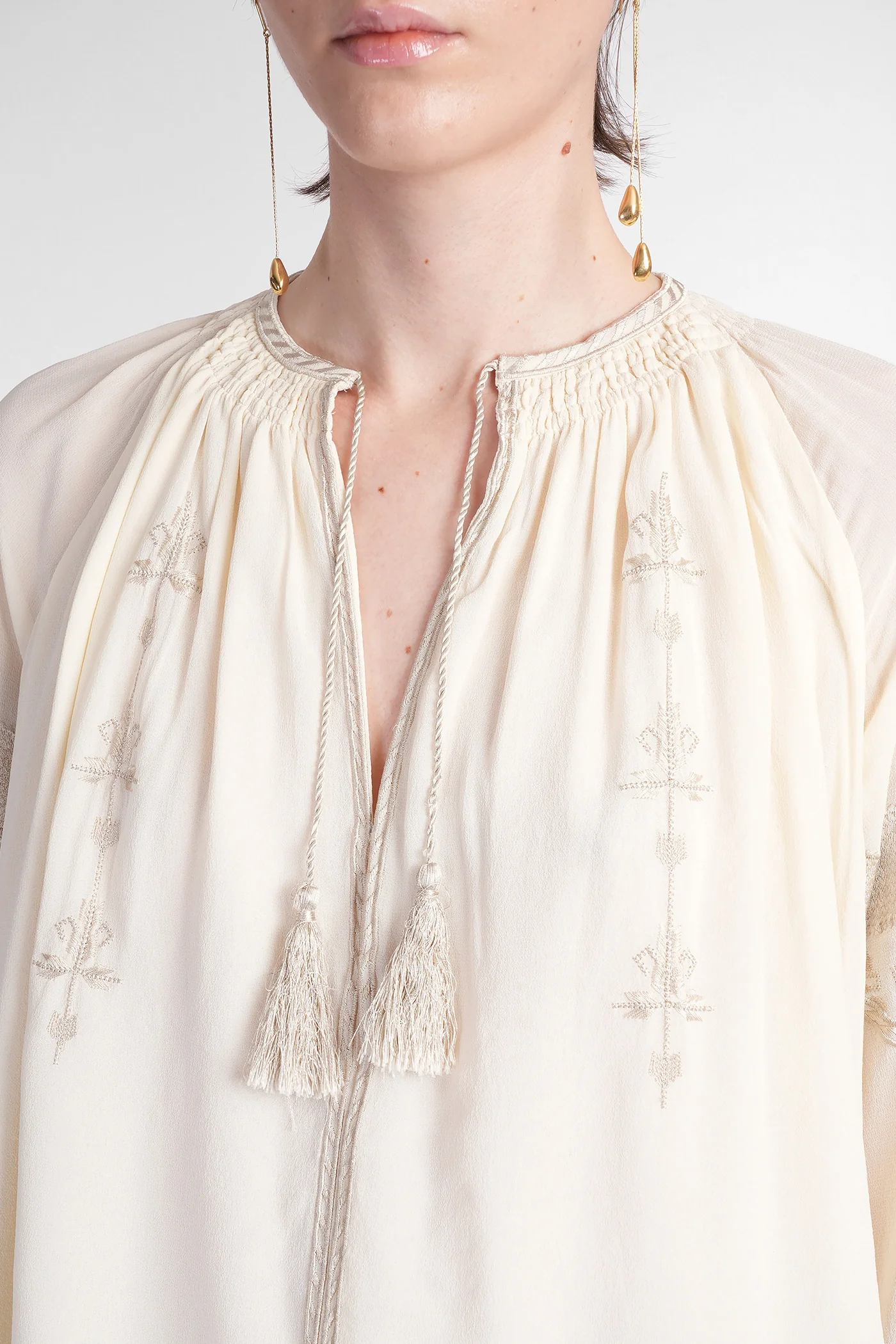Oris Blouse in beige silk - Image 5
