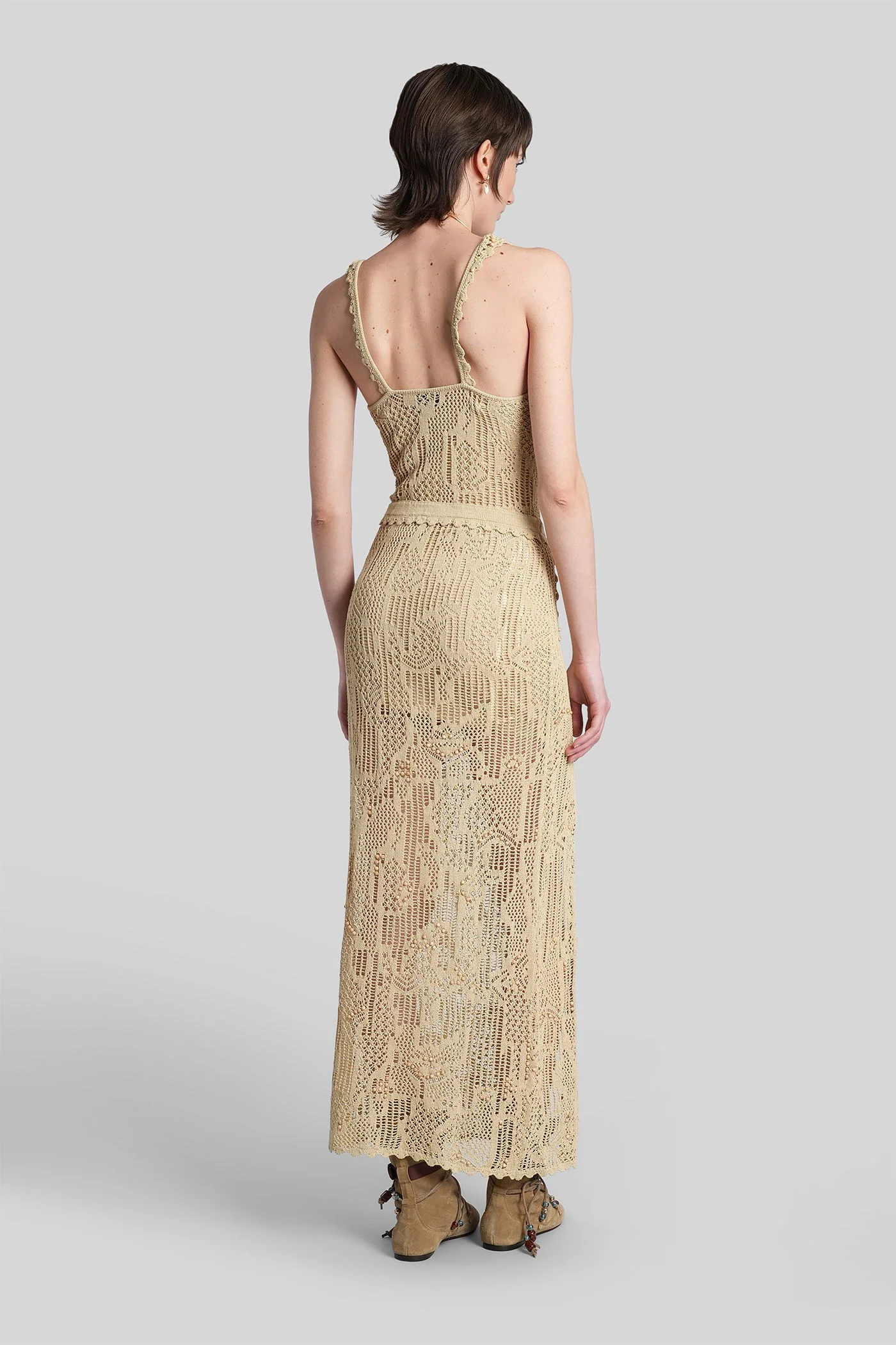 Ornella Long dress in beige cotton - Image 3